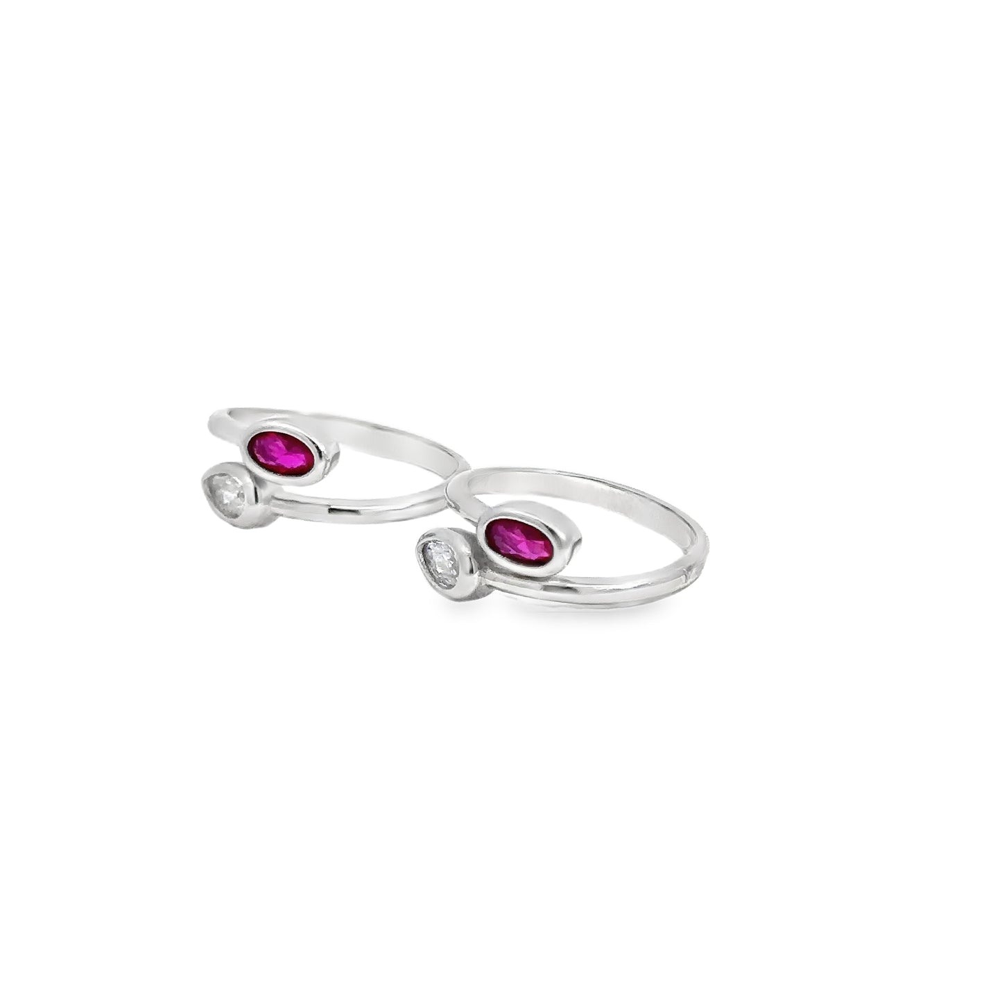 Elegant Silver Toe-Rings with Gemstones