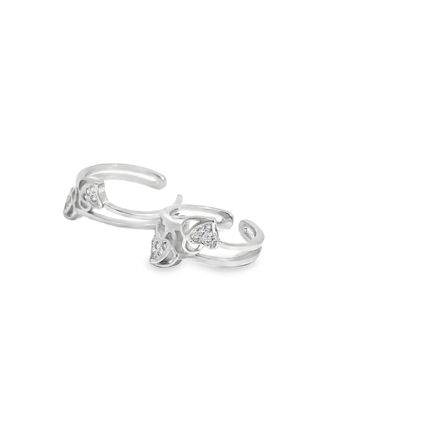 Elegant Heart-Shaped Silver Toe-Rings
