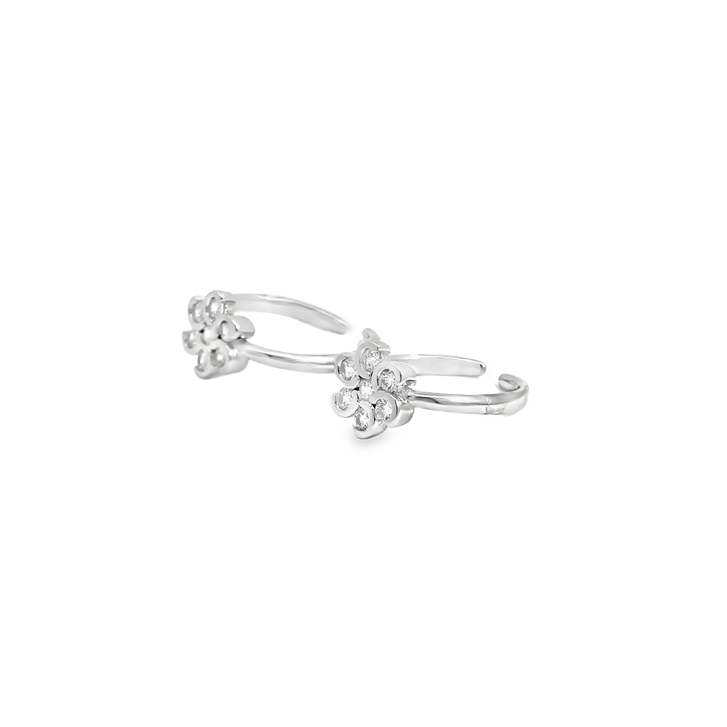 Elegant Floral Silver Toe-Rings