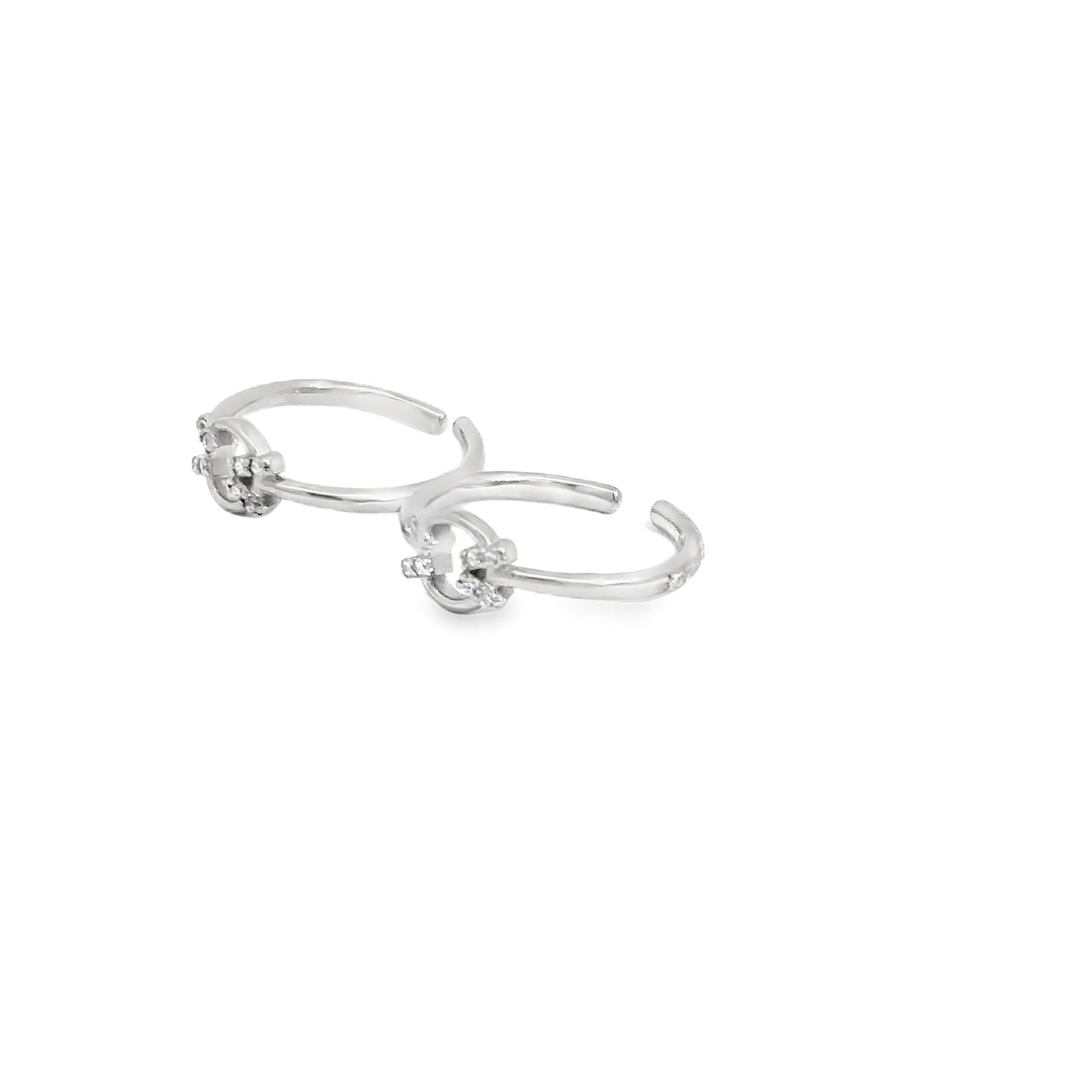 Elegant Silver Toe-Rings with Sparkling Accents