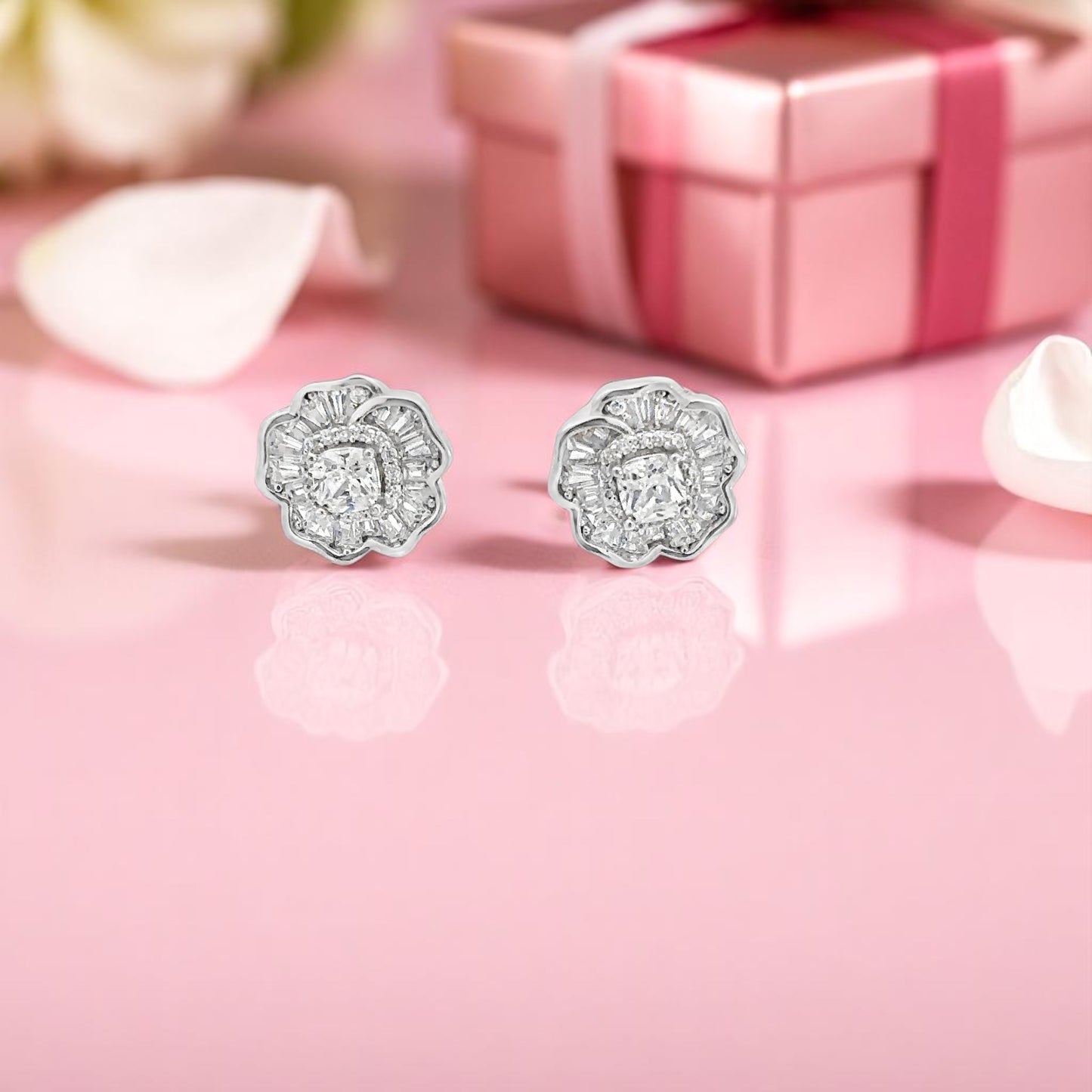 Elegant Floral Diamond Earrings