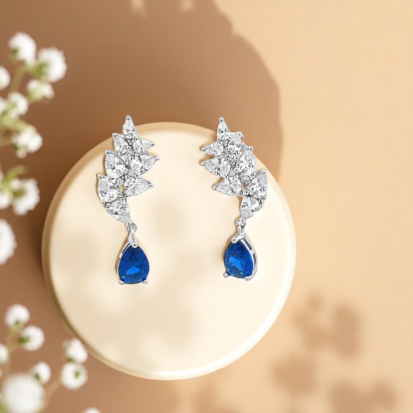 Elegant Blue and Silver Earrings