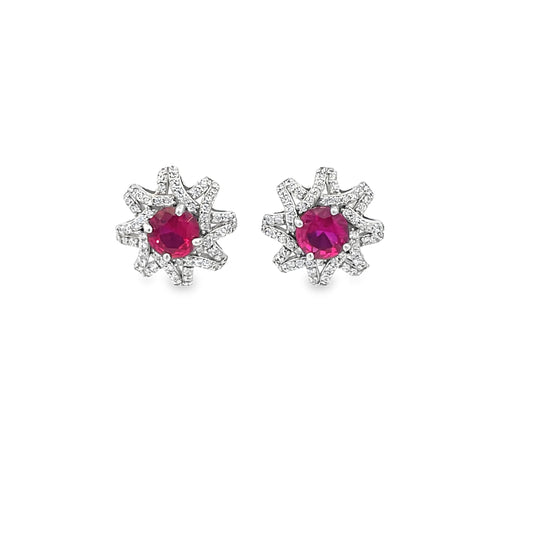 Elegant Ruby Starburst Earrings