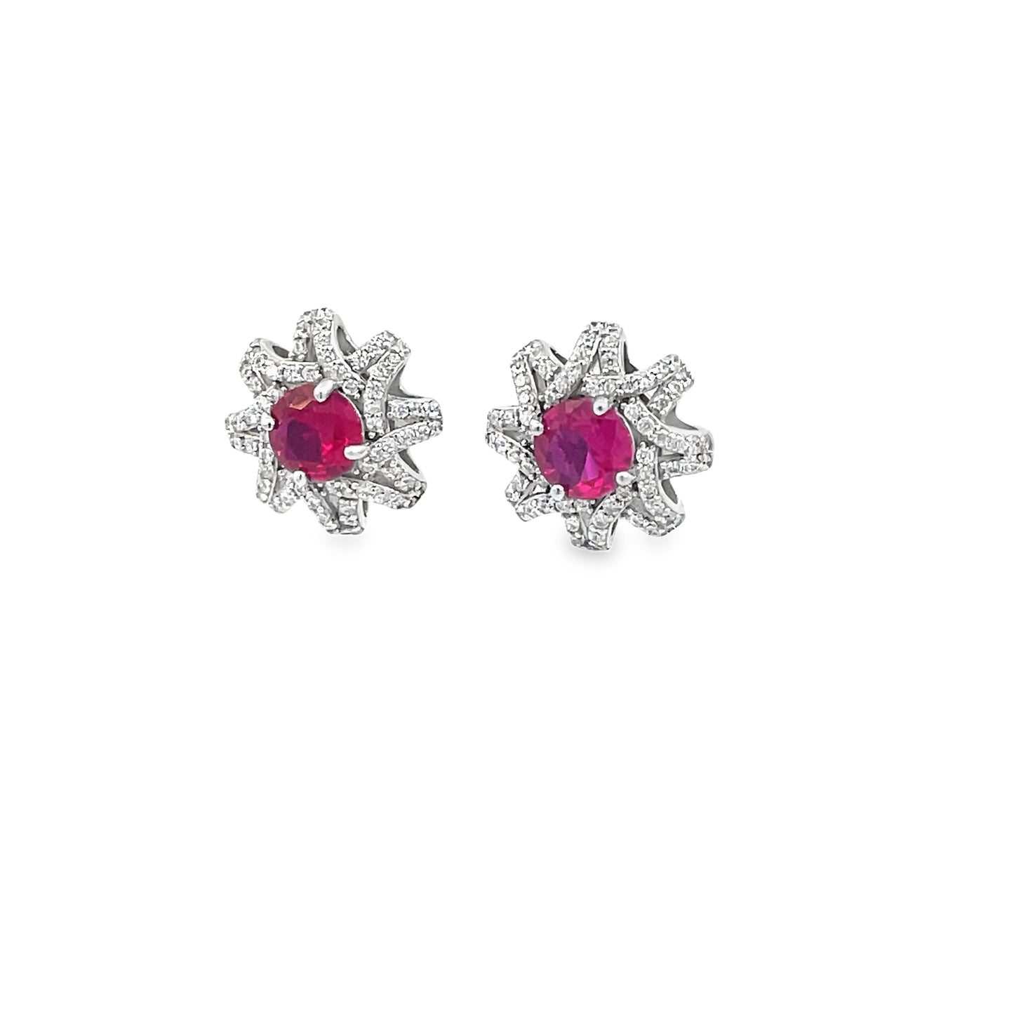 Elegant Ruby Starburst Earrings