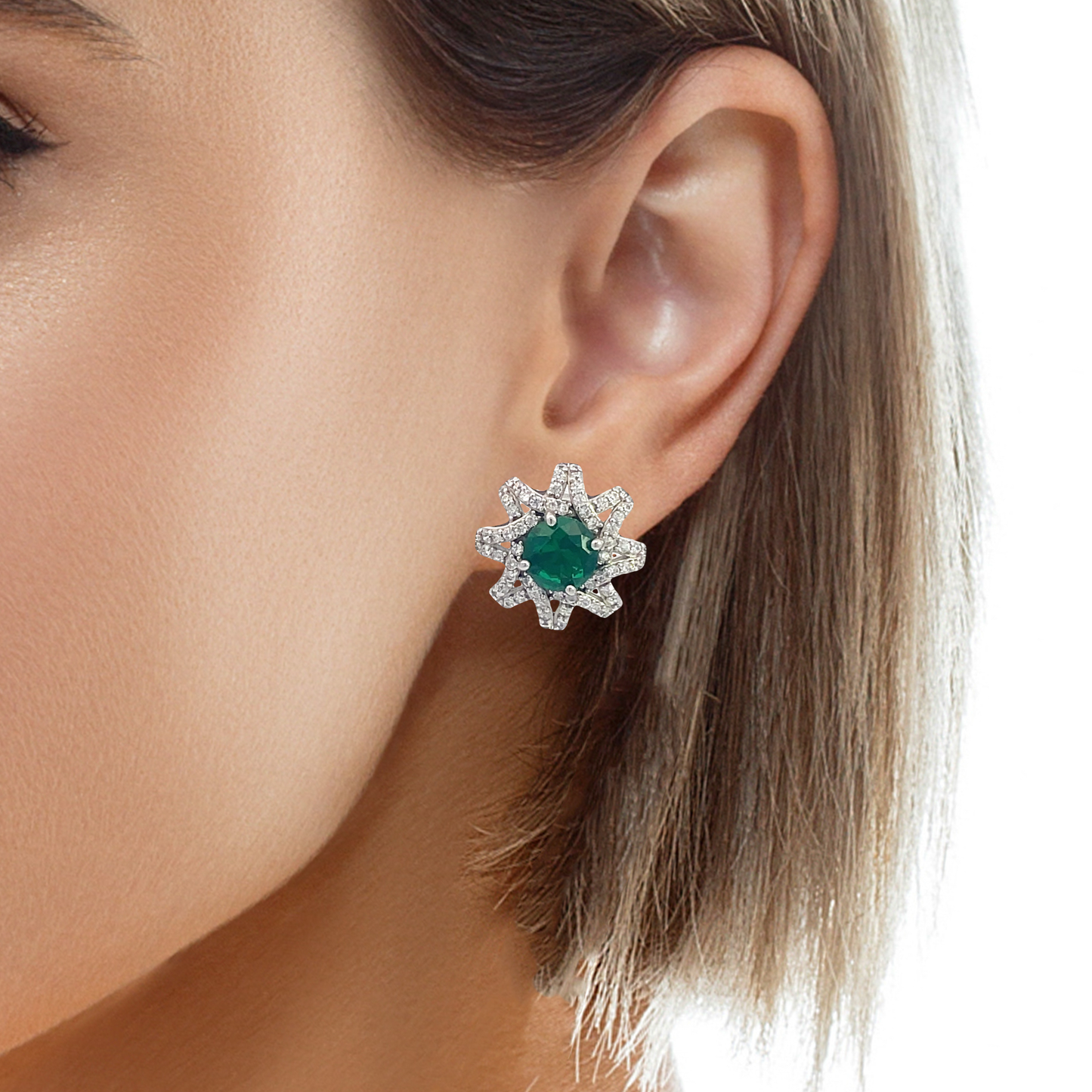 Elegant Emerald Starburst Earrings