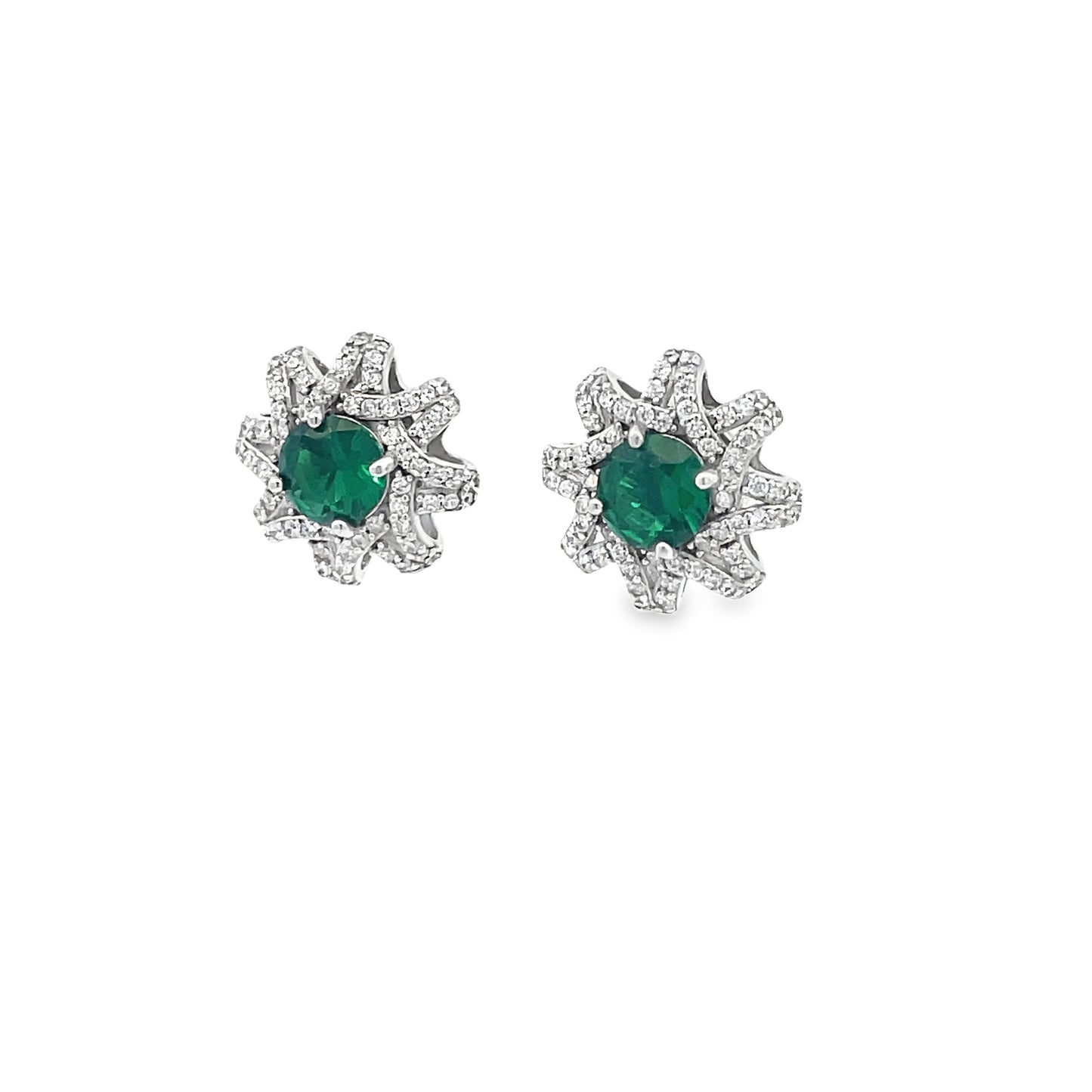 Elegant Emerald Starburst Earrings