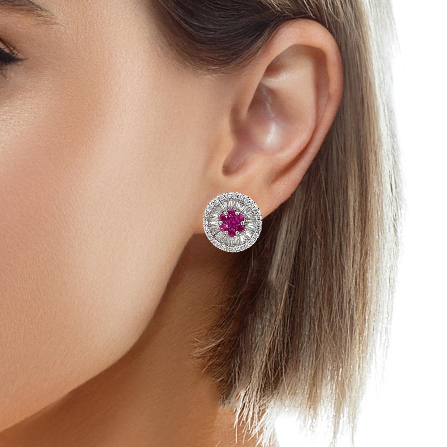 Elegant Ruby and Diamond Earrings