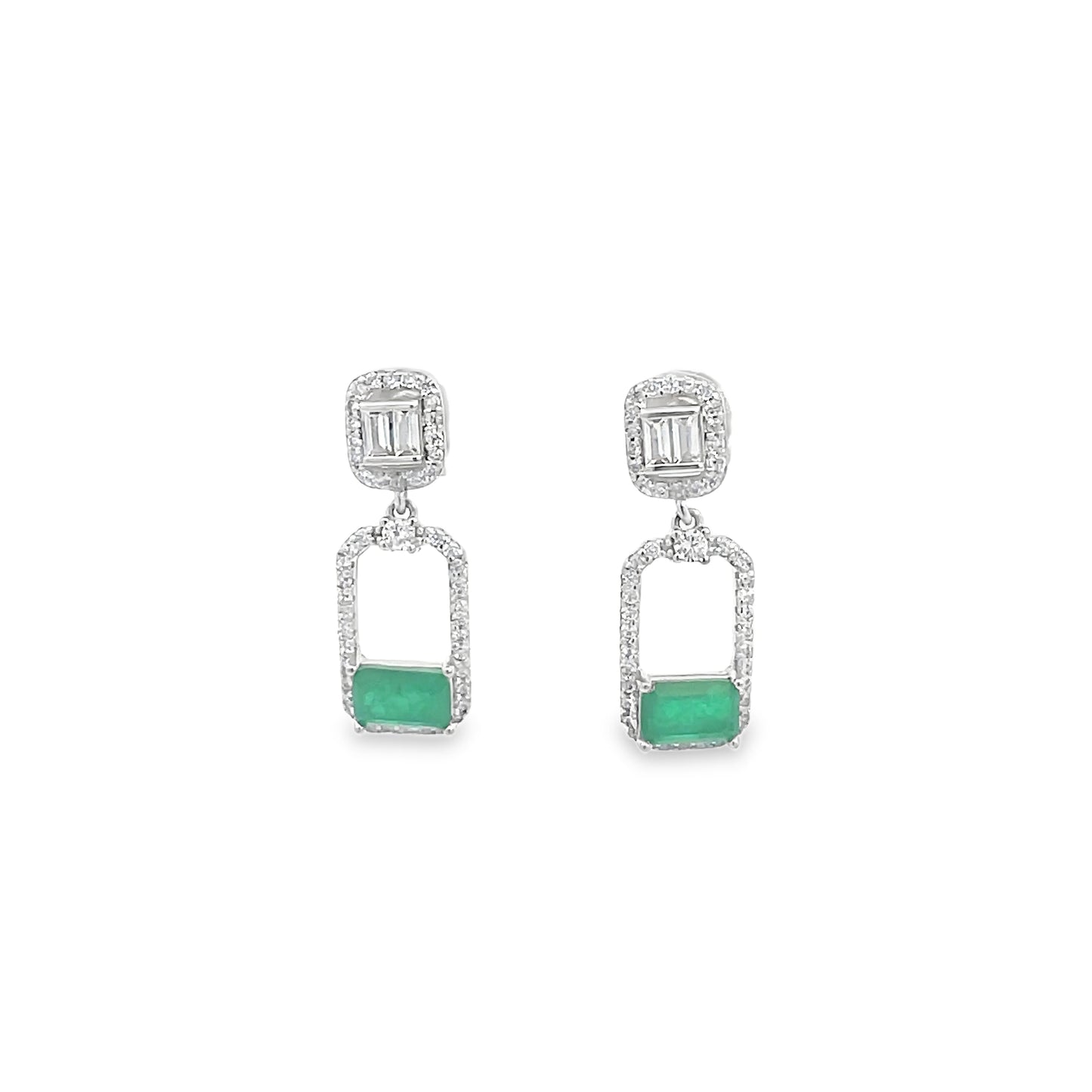 Elegant Green and Silver Earrings