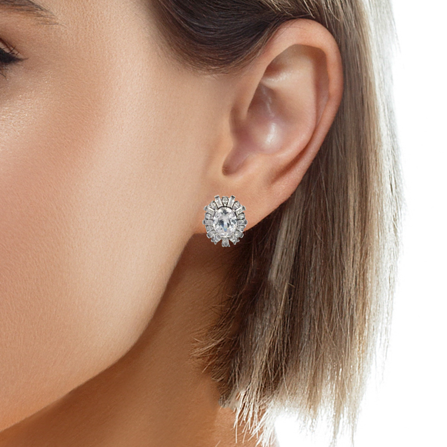 Elegant Silver Earrings with Sparkling Stones
