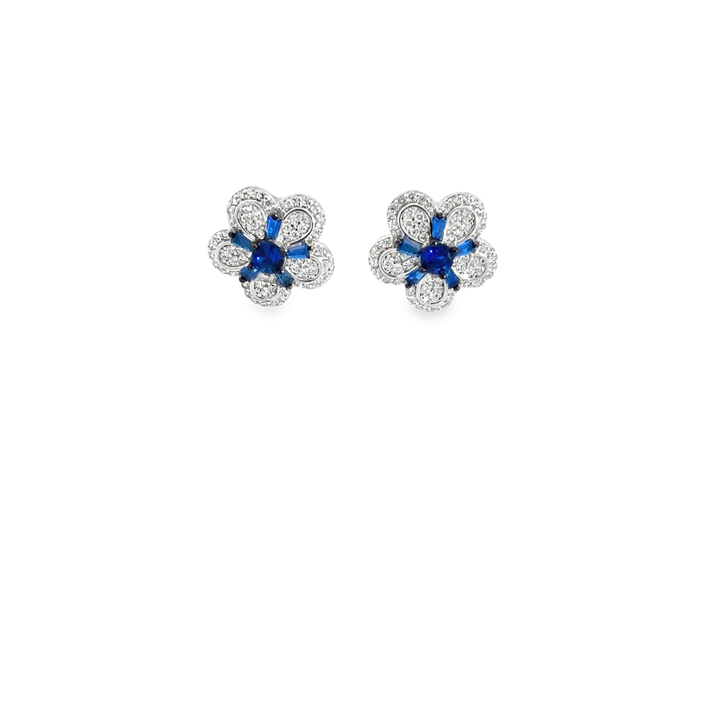 Elegant Floral Blue Earrings
