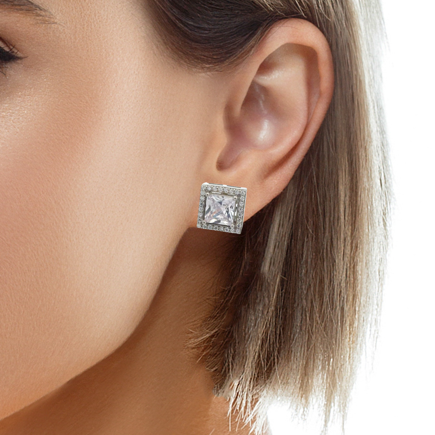 Elegant Square Diamond Earrings