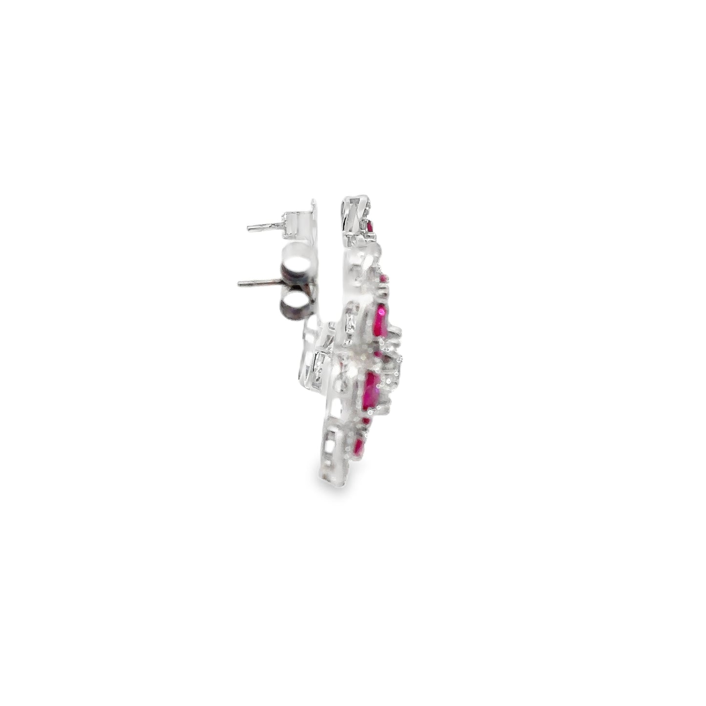 Elegant Floral Earrings with Rubies