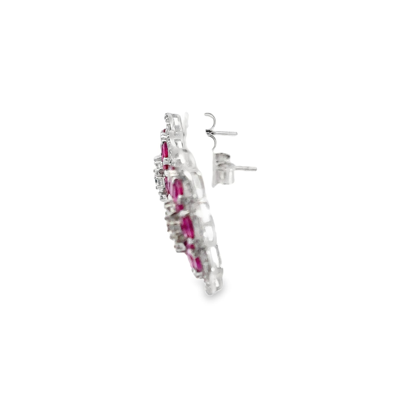 Elegant Floral Earrings with Rubies