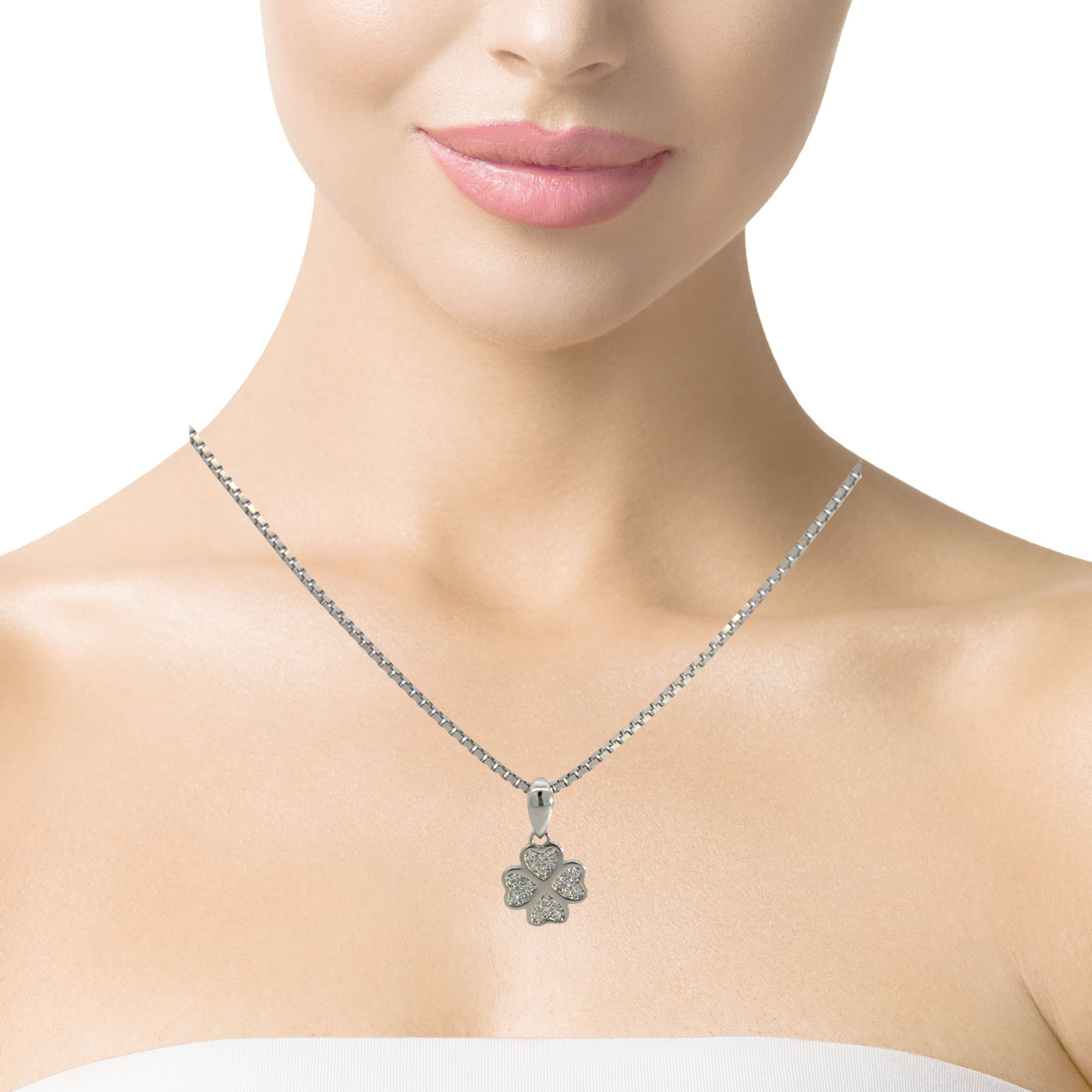 Elegant Silver Clover Pendant Necklace