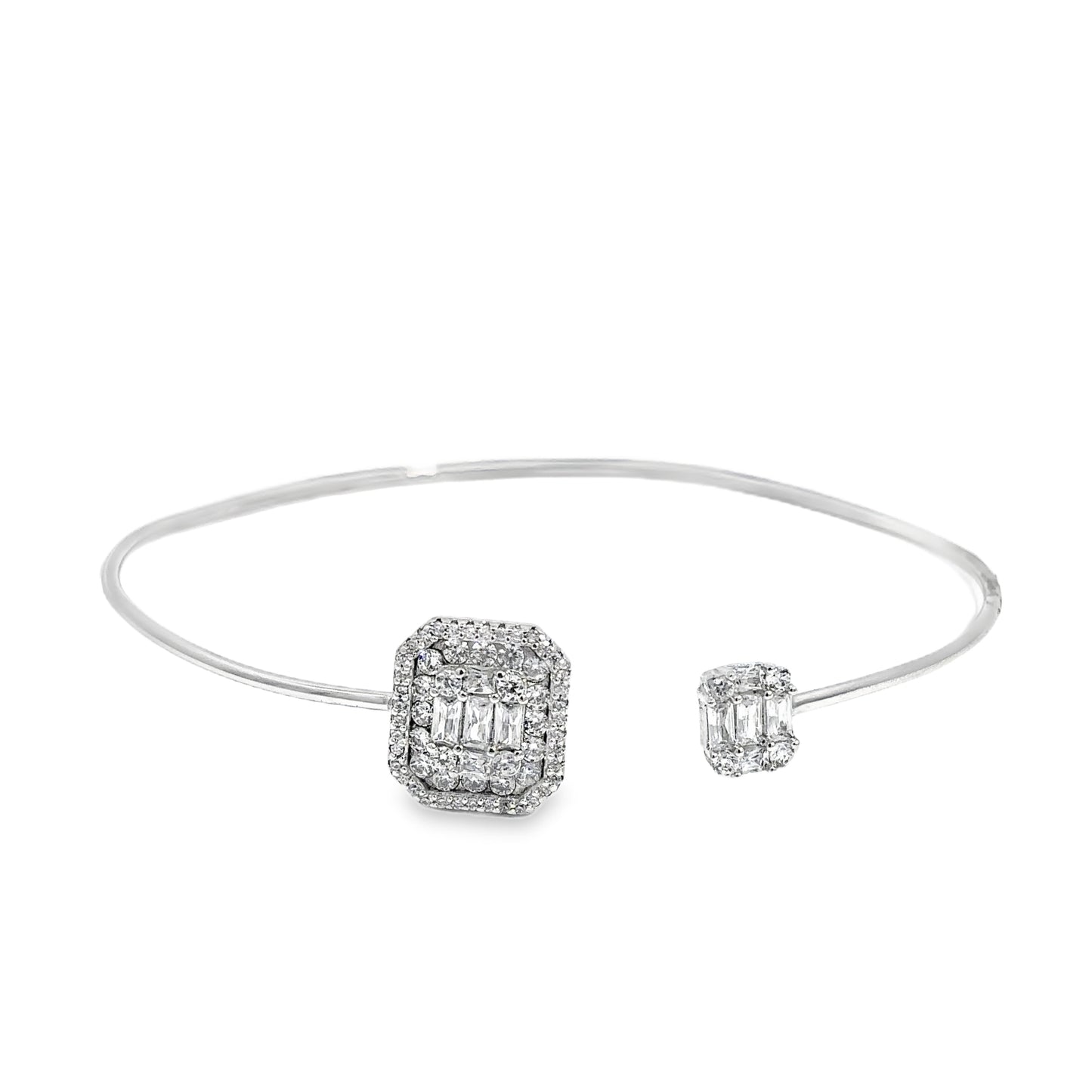 Elegant Silver Bangle with Sparkling Accents
