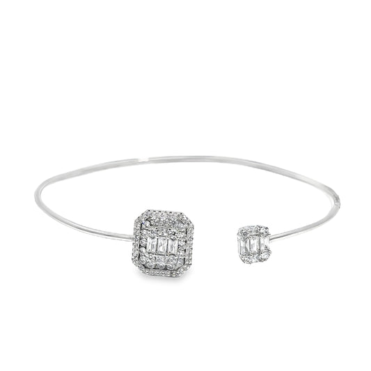 Elegant Silver Bangle with Sparkling Accents
