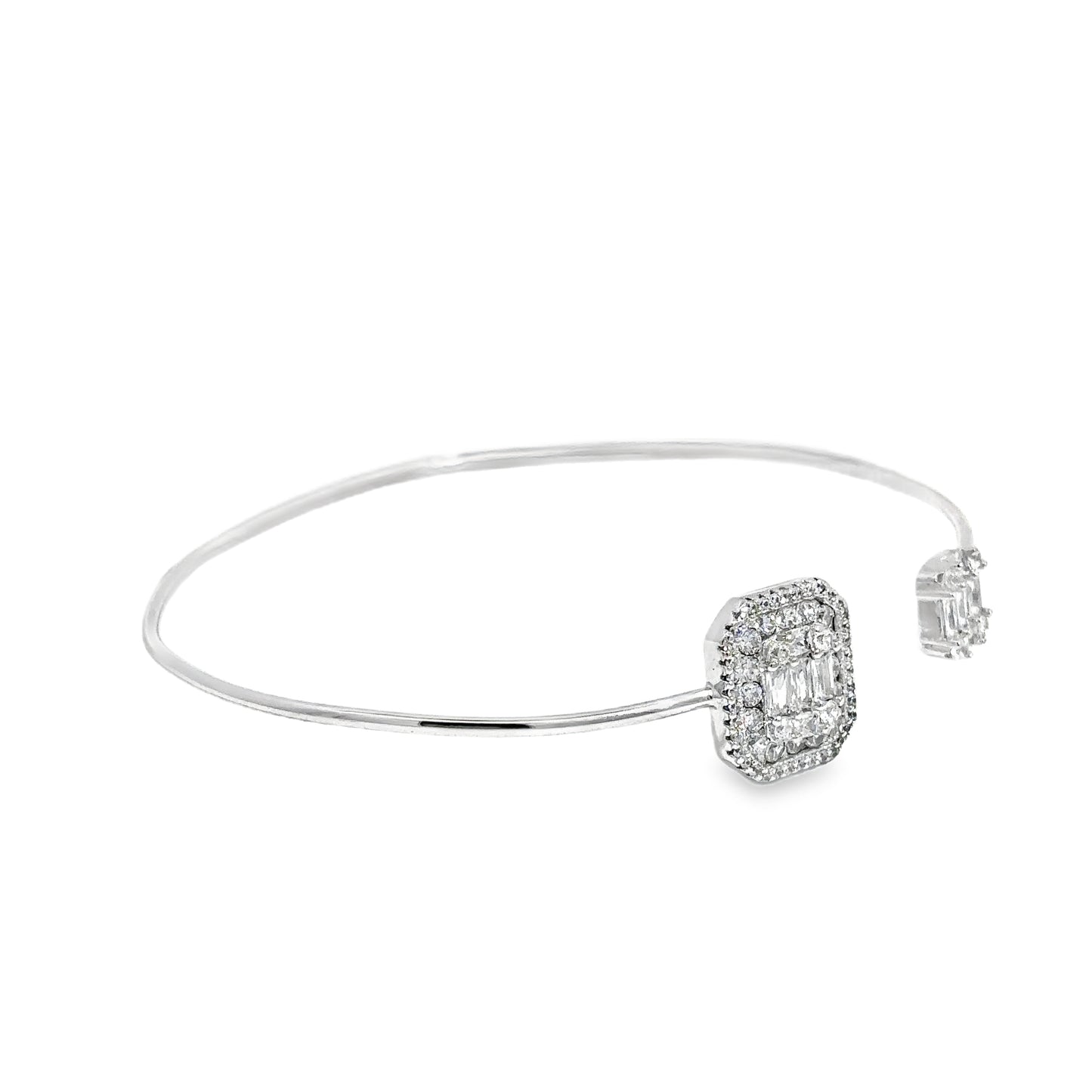 Elegant Silver Bangle with Sparkling Accents