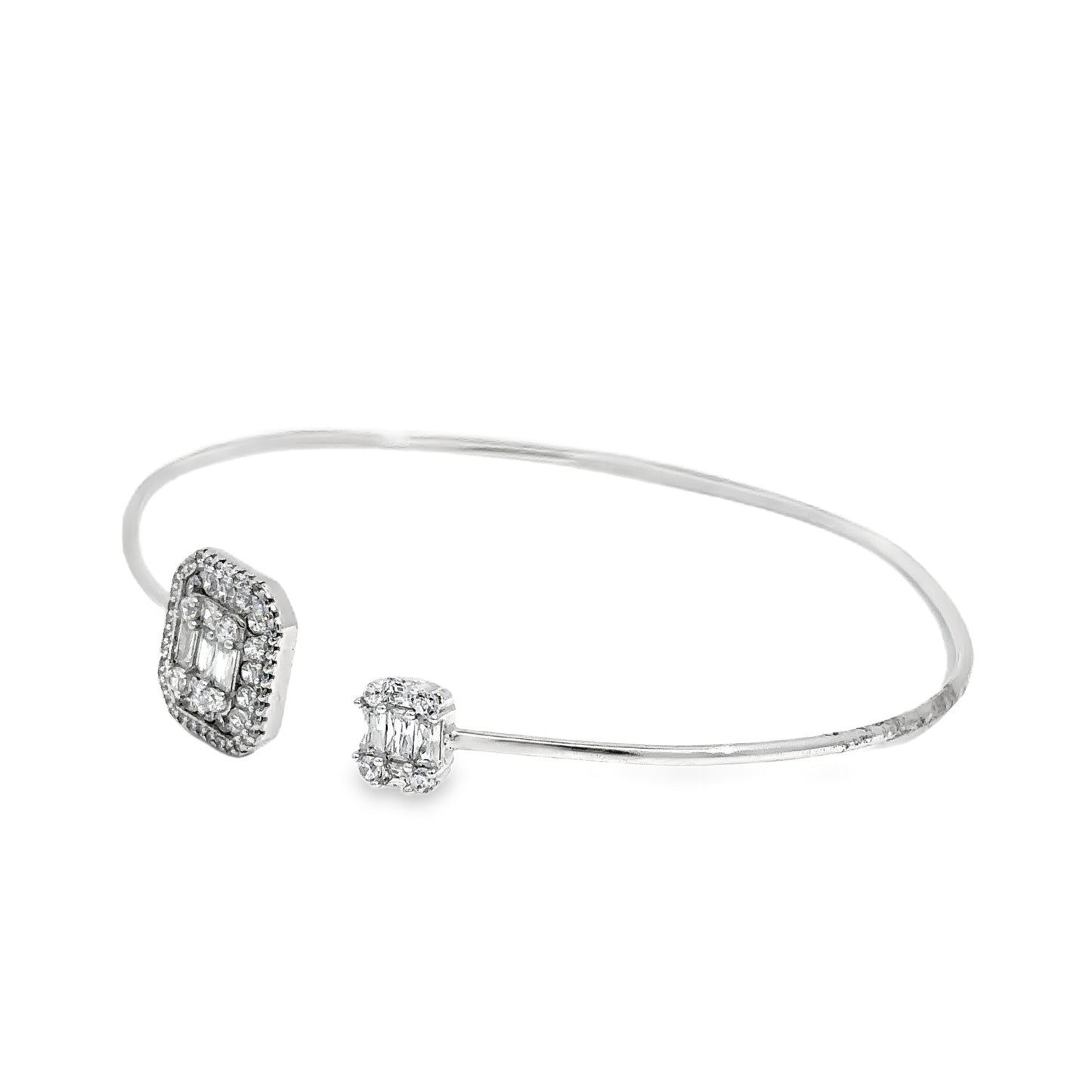 Elegant Silver Bangle with Sparkling Accents