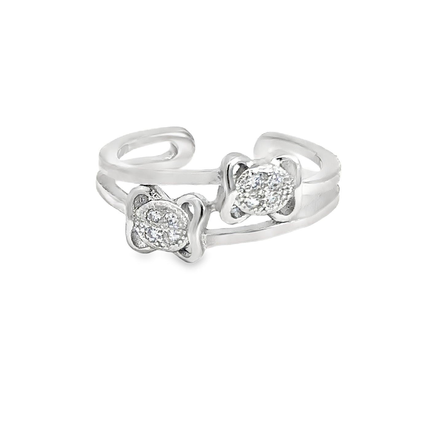 Elegant Silver Toe-Rings with Sparkling Details
