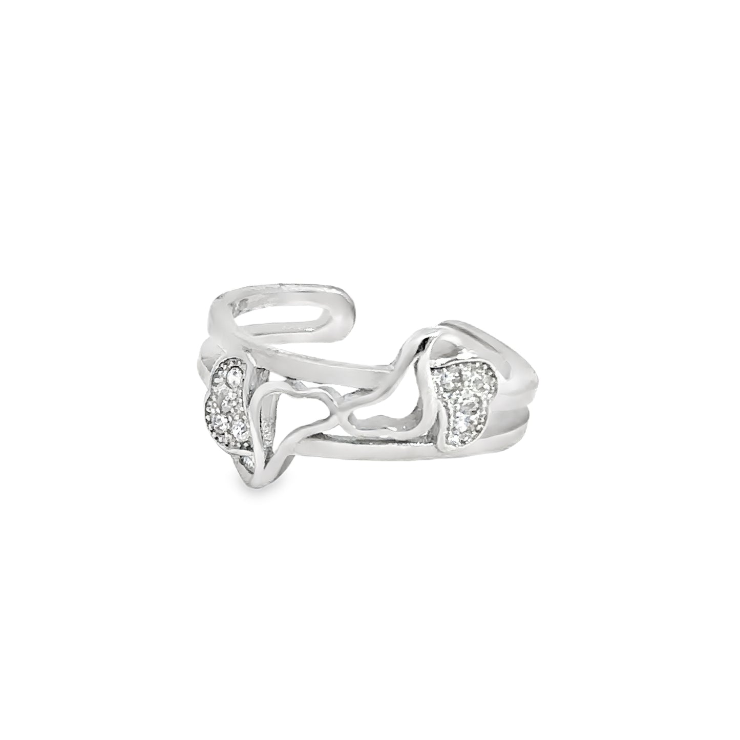 Elegant Silver Heart-Shaped Toe-Rings