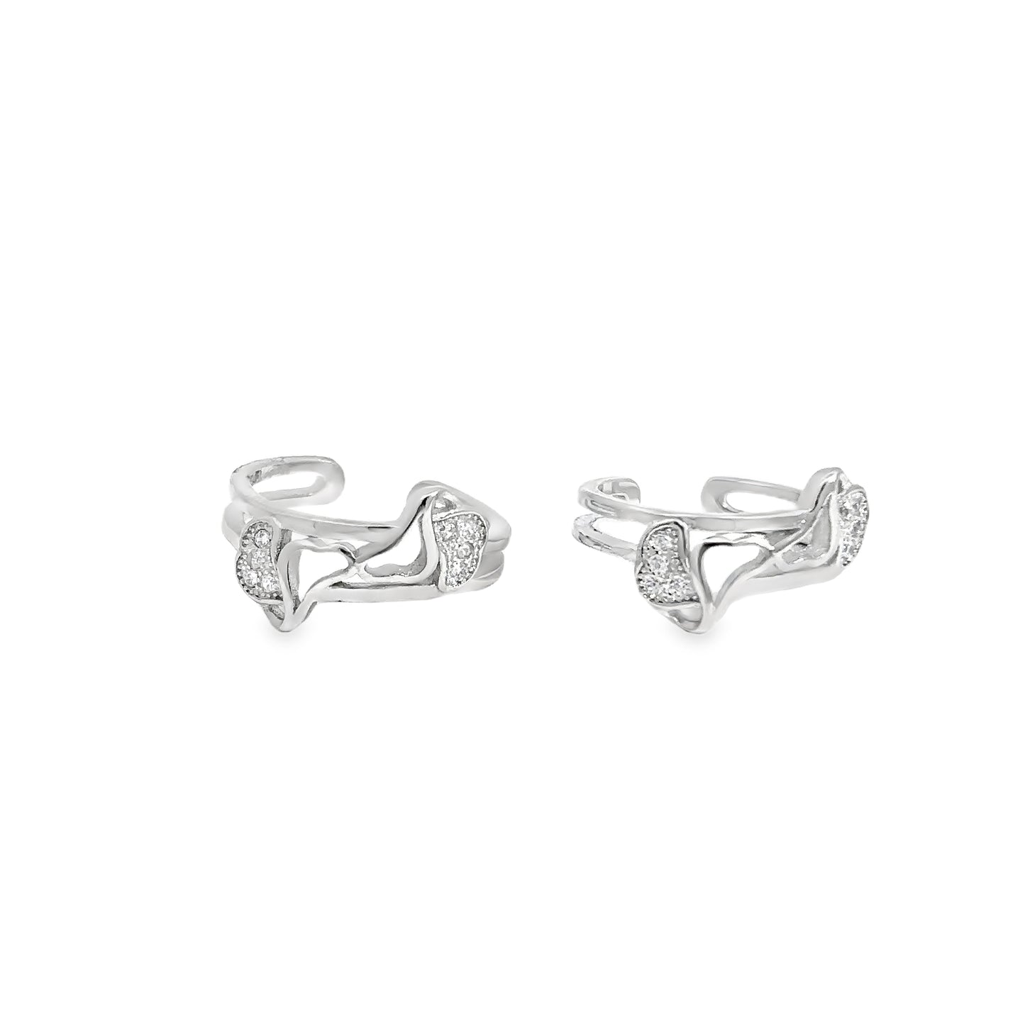 Elegant Silver Heart-Shaped Toe-Rings