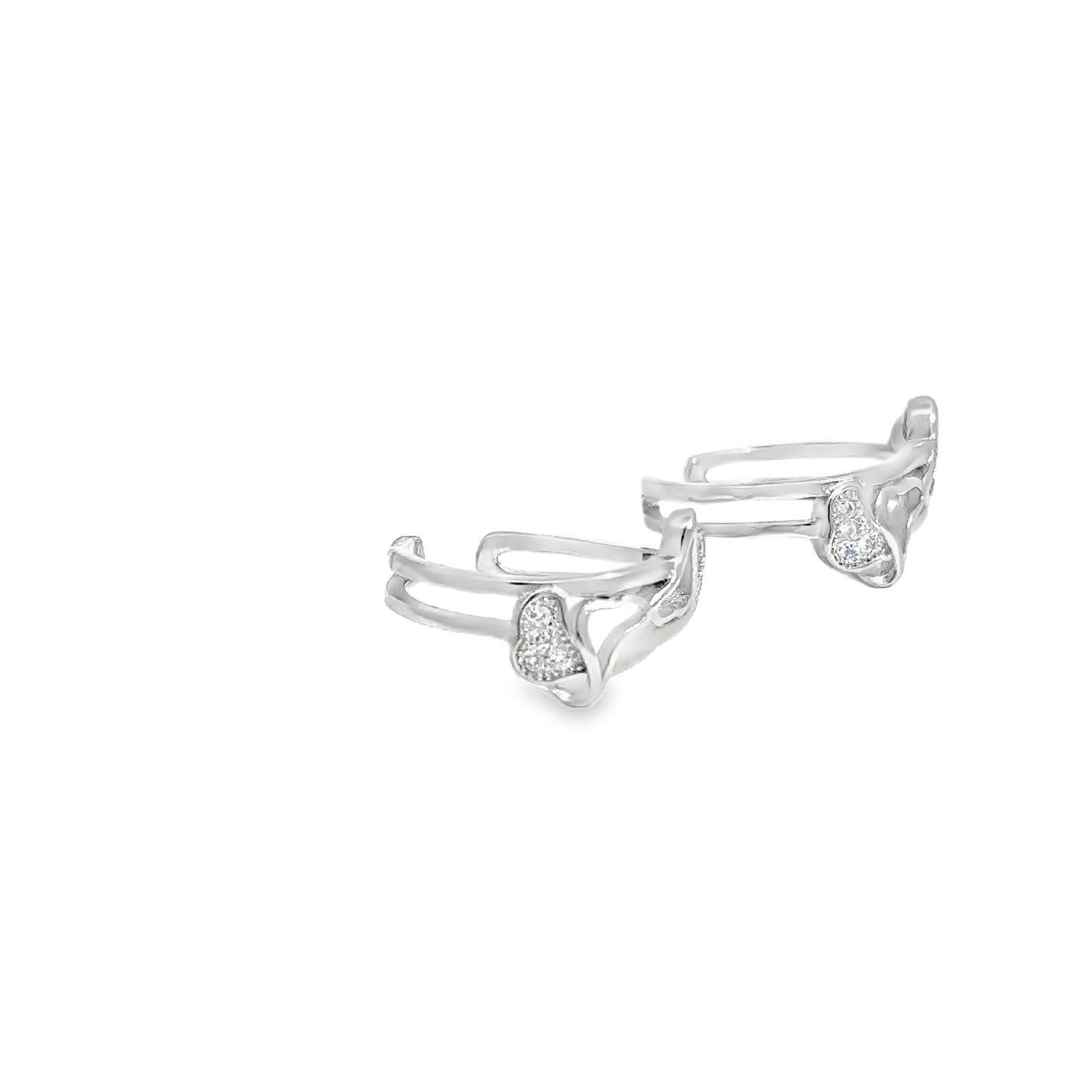 Elegant Silver Heart-Shaped Toe-Rings