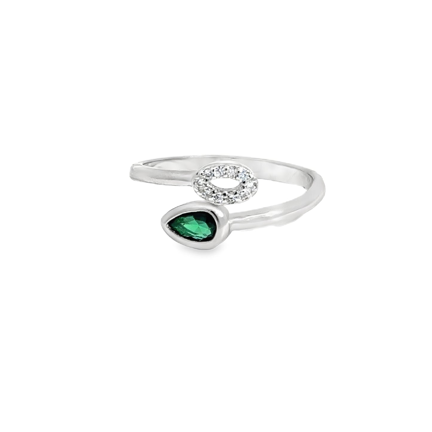 Elegant Silver Toe-Rings with Green Accents