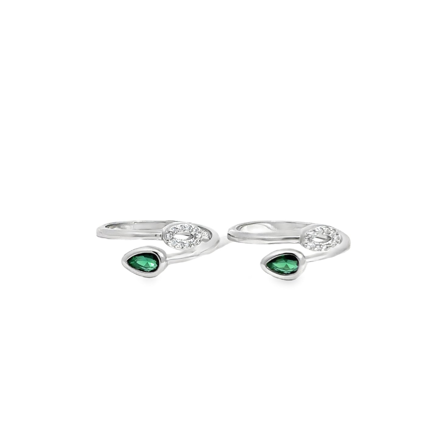 Elegant Silver Toe-Rings with Gemstones