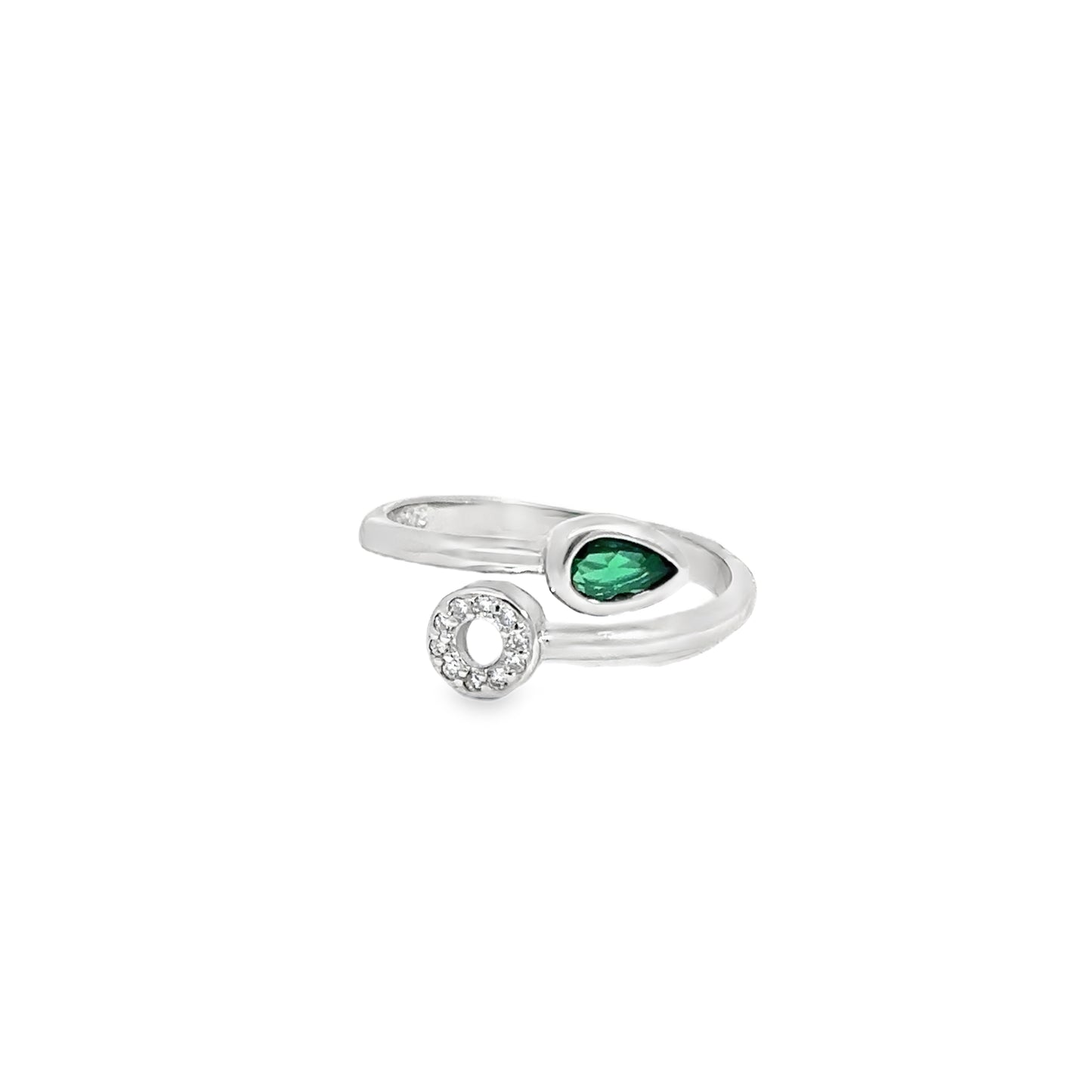 Elegant Silver Toe-Rings with Green Accents