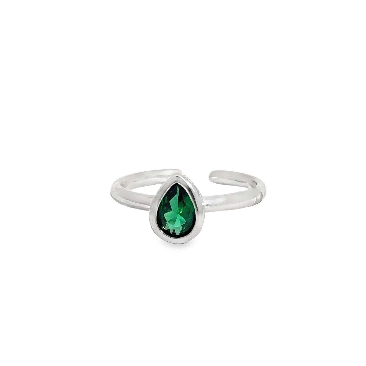 Elegant Silver Toe-Rings with Green Gemstones