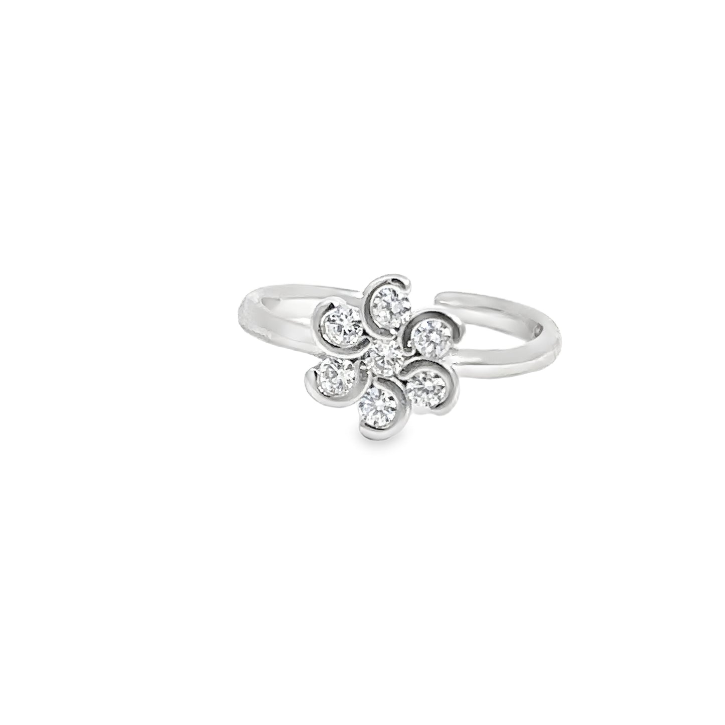 Elegant Floral Silver Toe-Rings