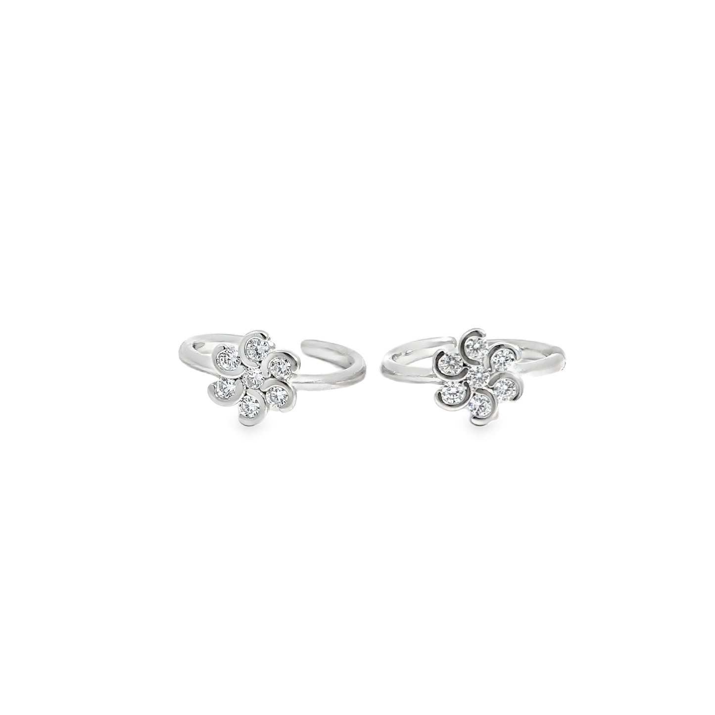 Elegant Floral Silver Toe-Rings