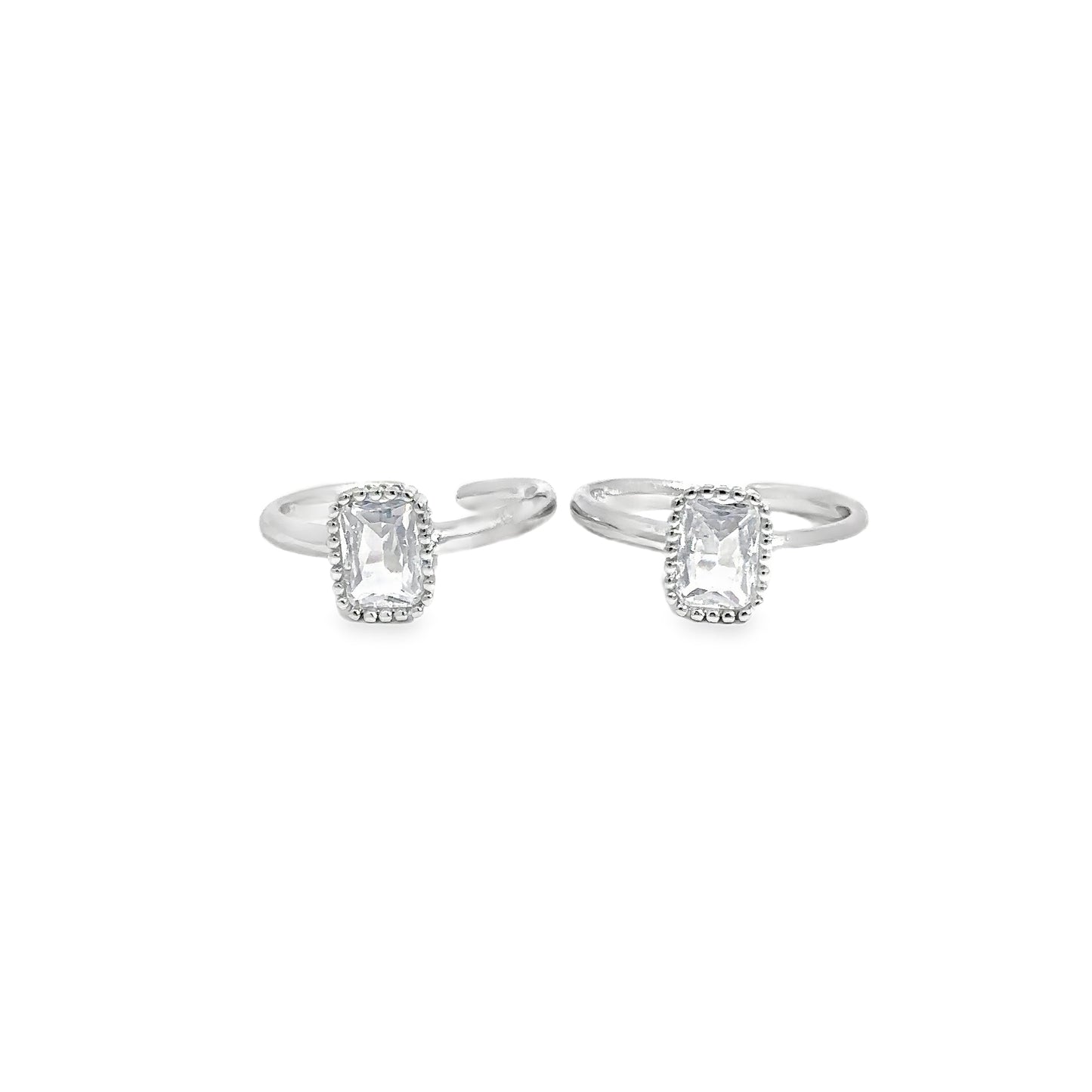 Elegant Silver Toe-Rings with Gemstone
