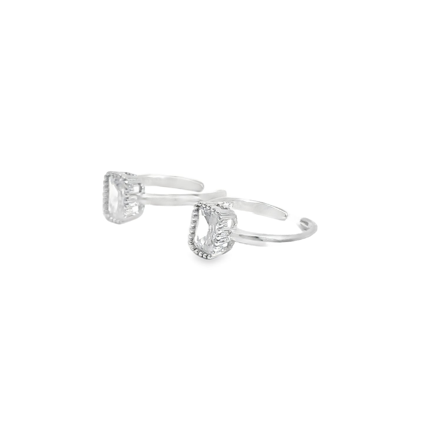 Elegant Silver Toe-Rings with Gemstone