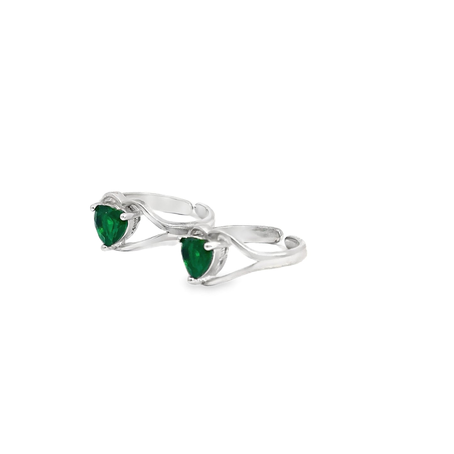 Elegant Heart-Shaped Green Toe-Rings