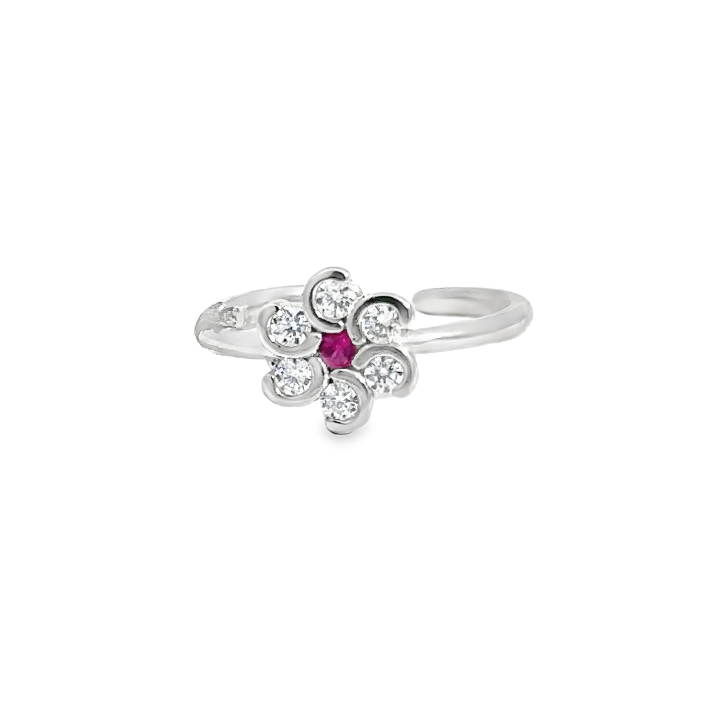 Elegant Floral Design Silver Toe-Rings
