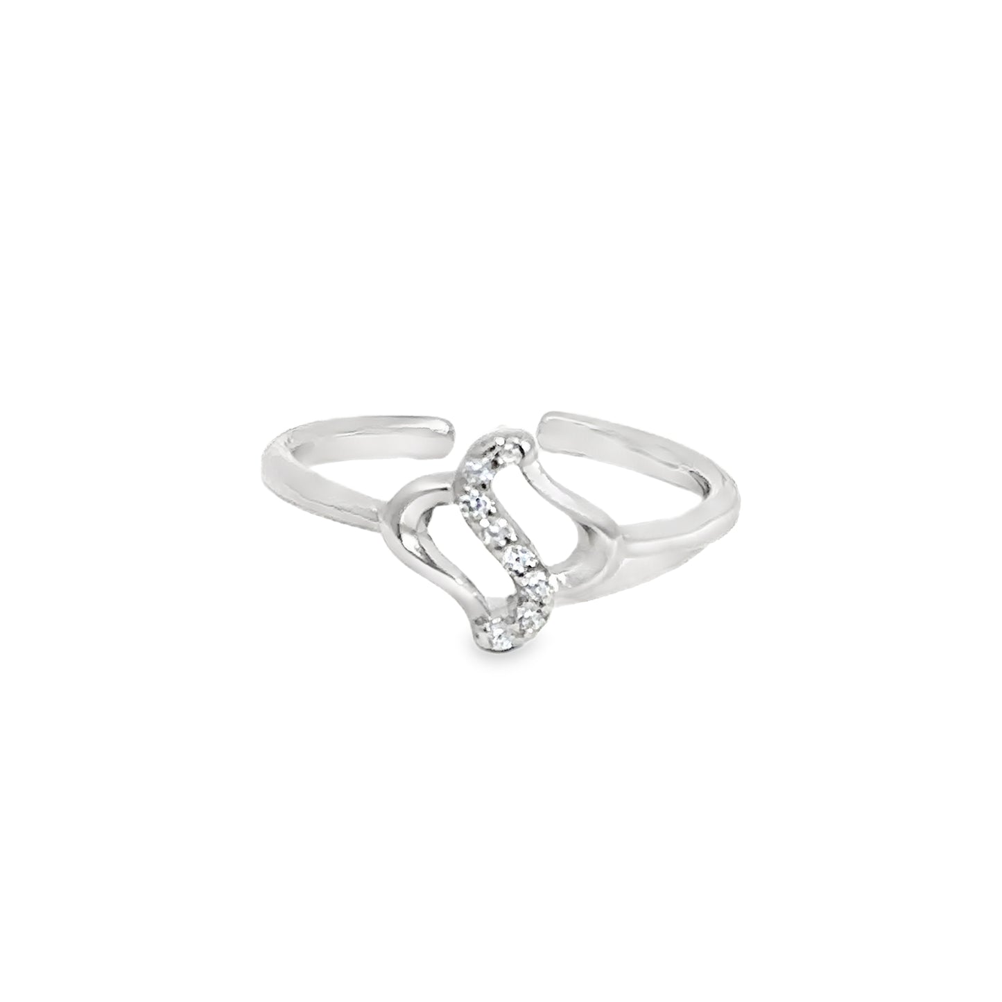 Elegant Silver Toe-Rings with Sparkling Accents