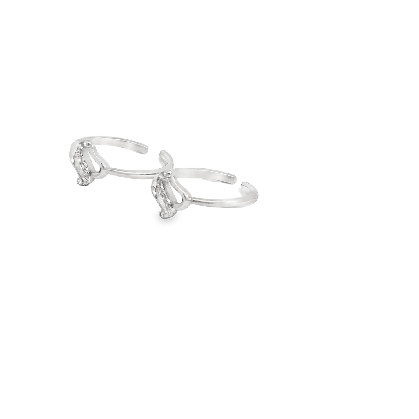 Elegant Silver Toe-Rings with Sparkling Accents