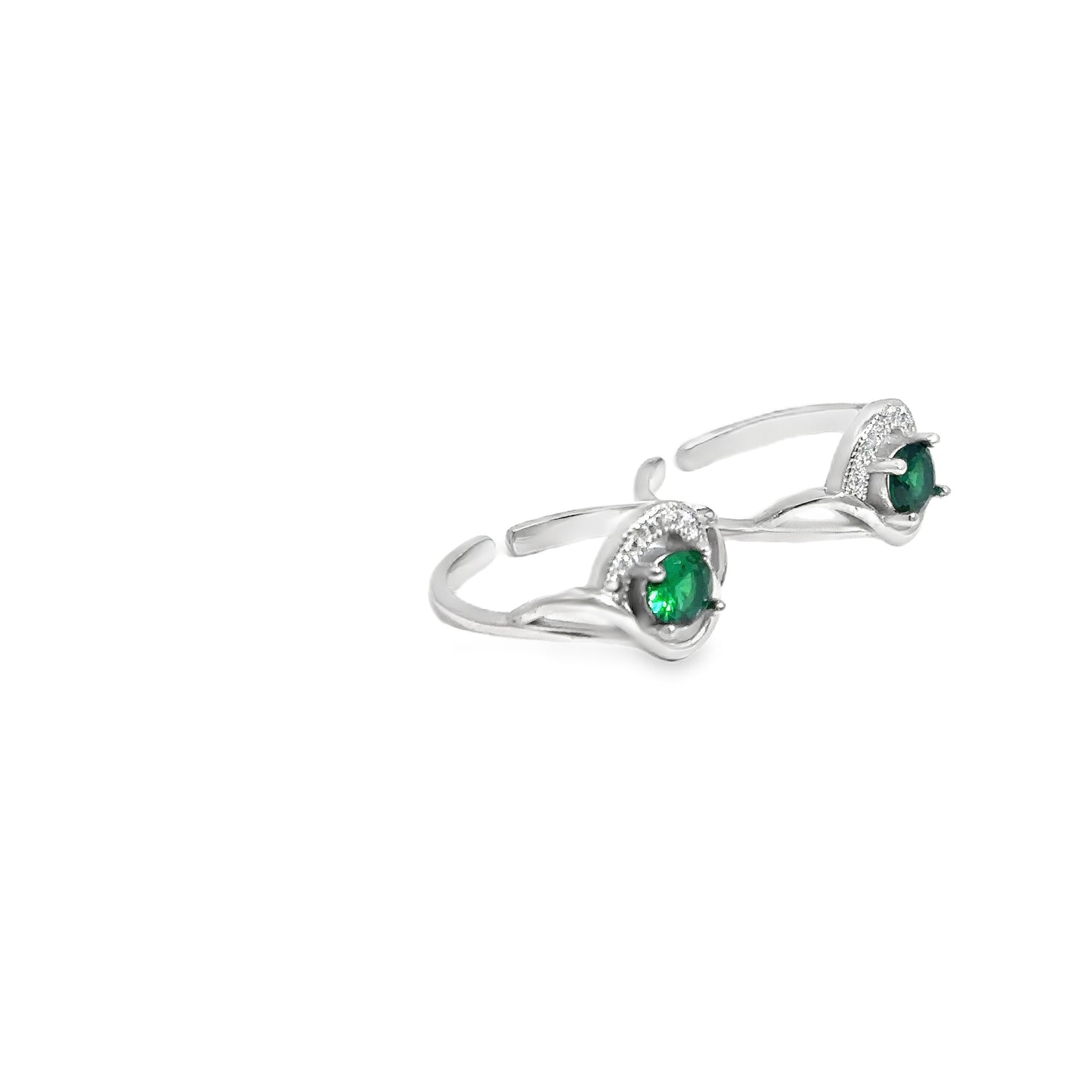 Elegant Green Gemstone Toe-Rings
