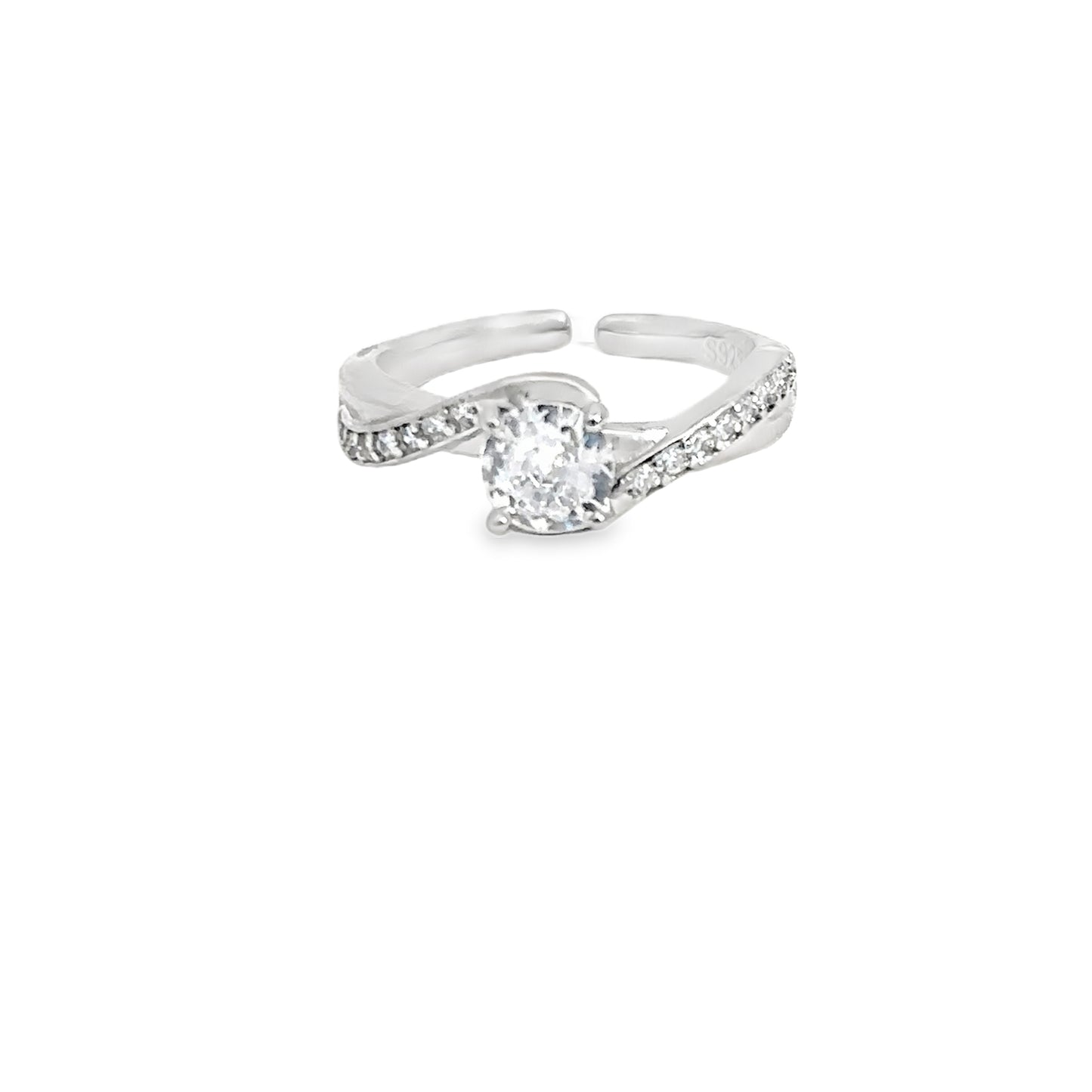 Elegant Silver Toe-Rings with Sparkling Stones
