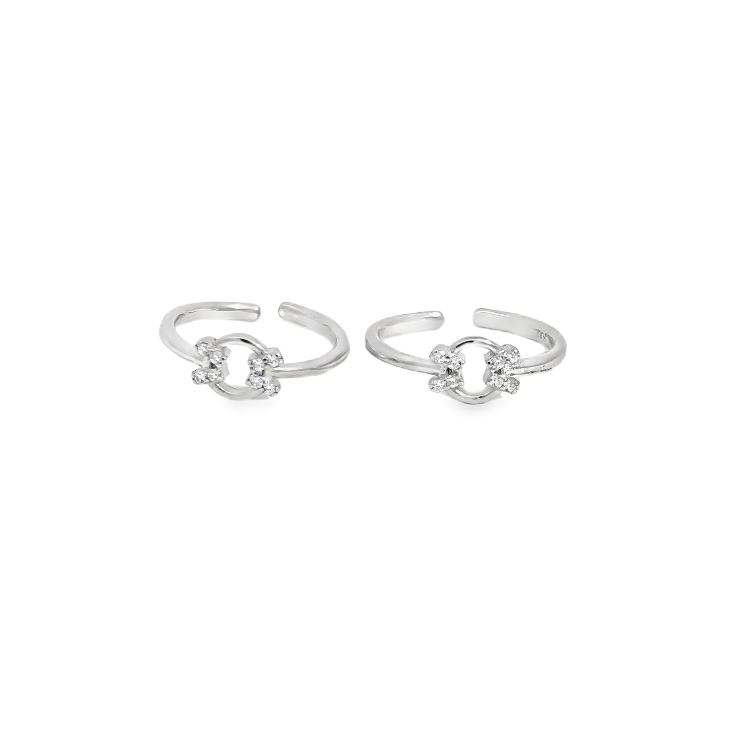 Elegant Silver Toe-Rings with Sparkling Accents