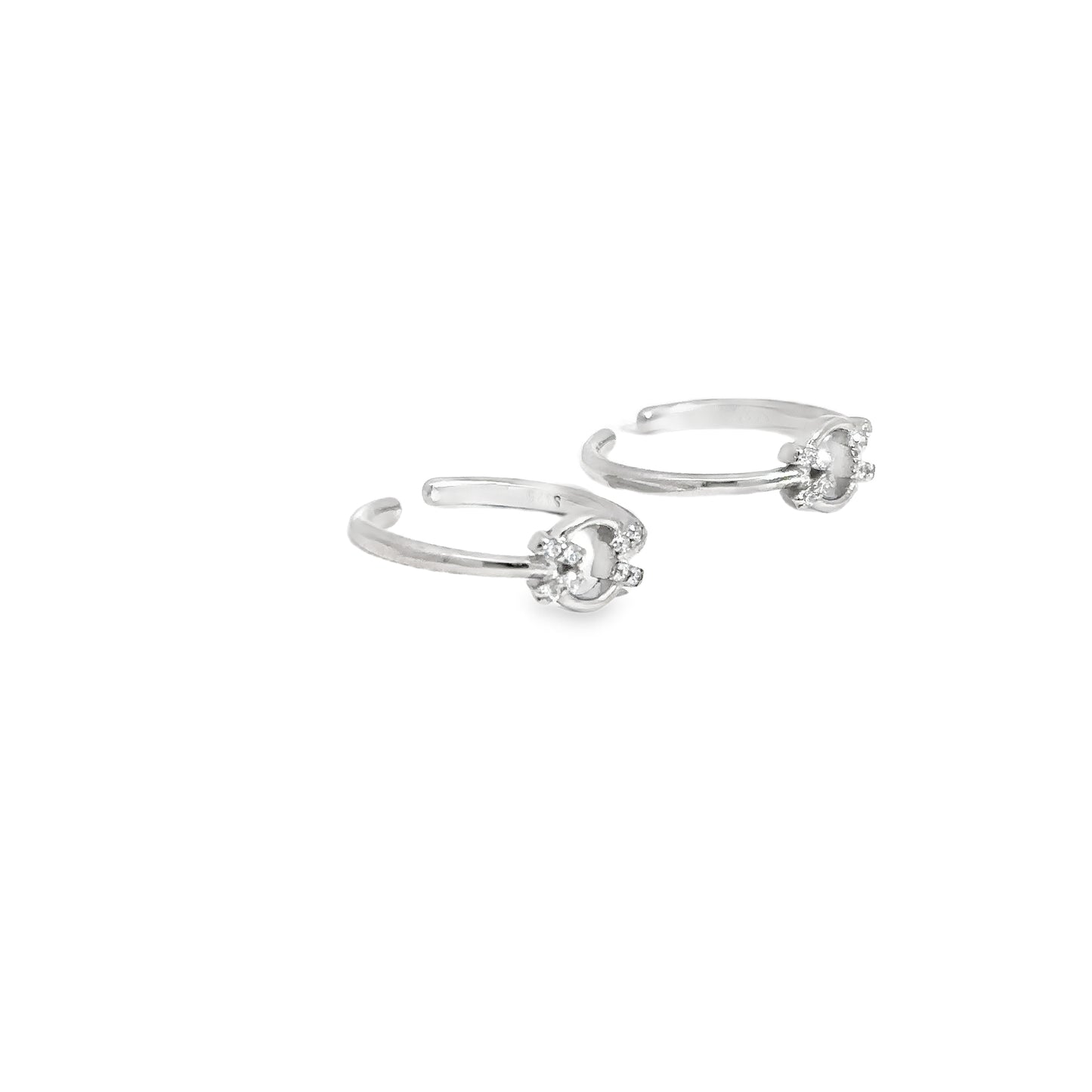 Elegant Silver Toe-Rings with Sparkling Accents