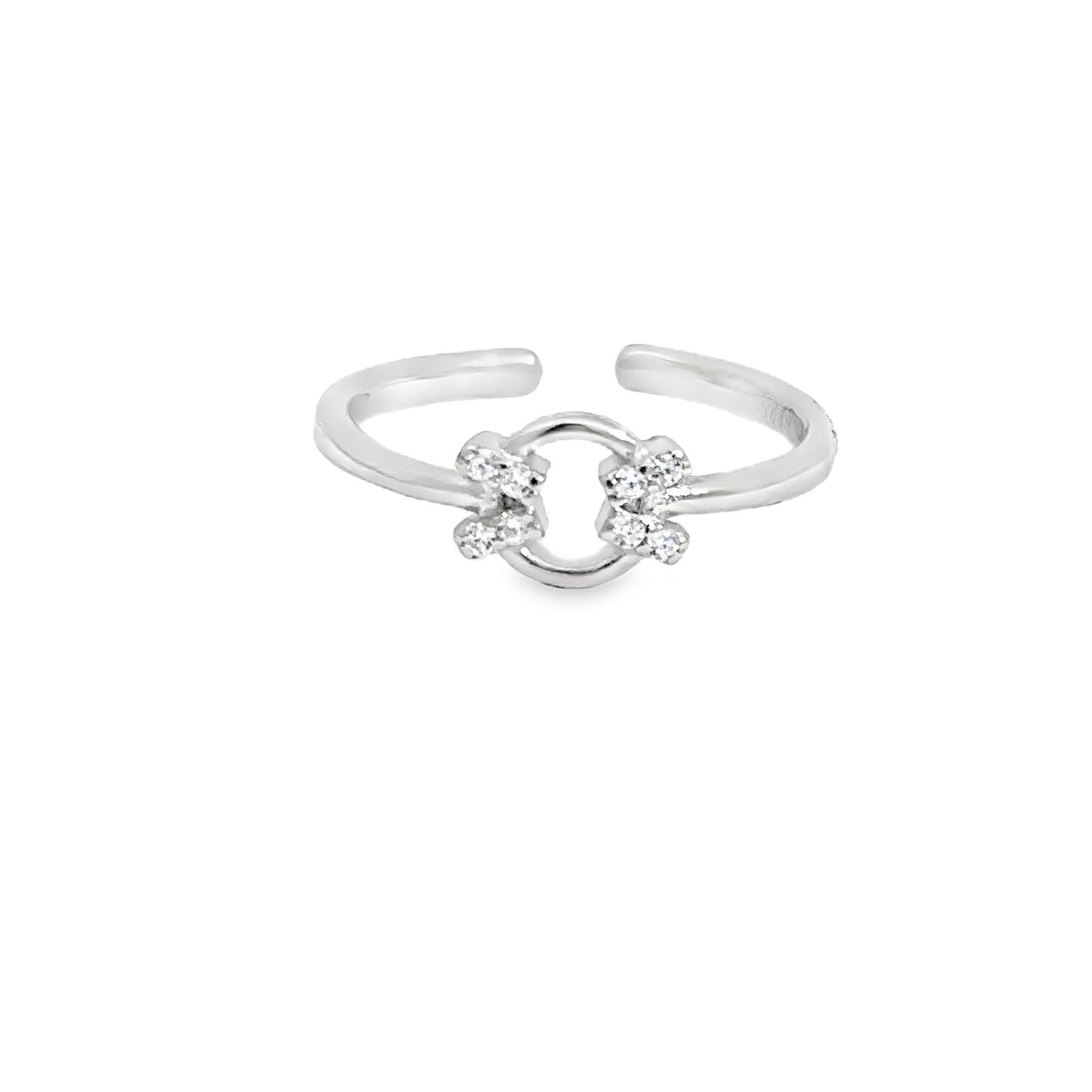 Elegant Silver Toe-Rings with Sparkling Accents