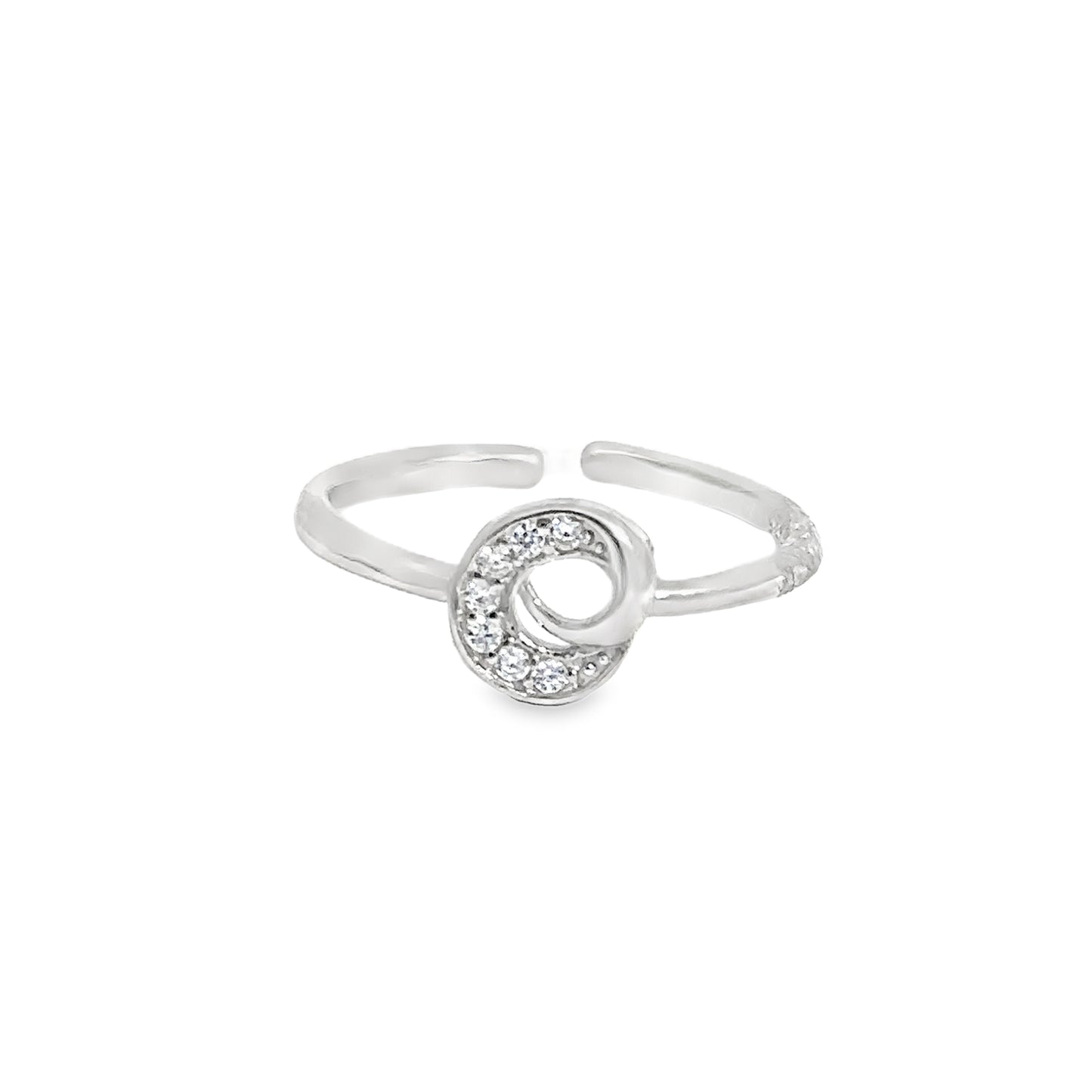Elegant Silver Toe-Rings with Sparkling Detail