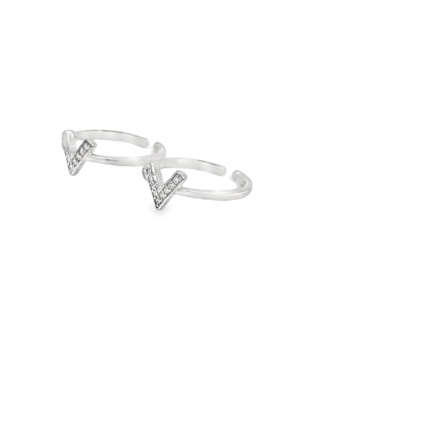 Stylish V-Shaped Silver Toe-Rings