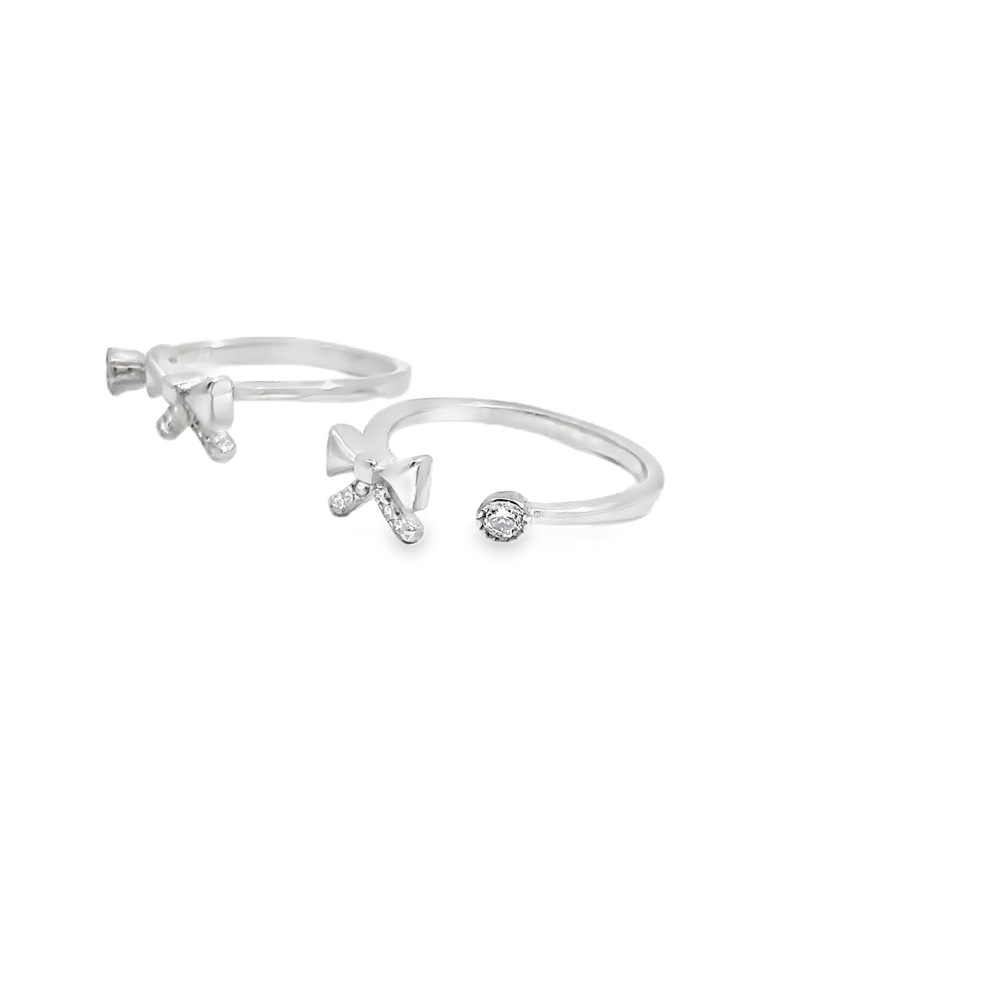 Elegant Silver Bow Toe-Rings