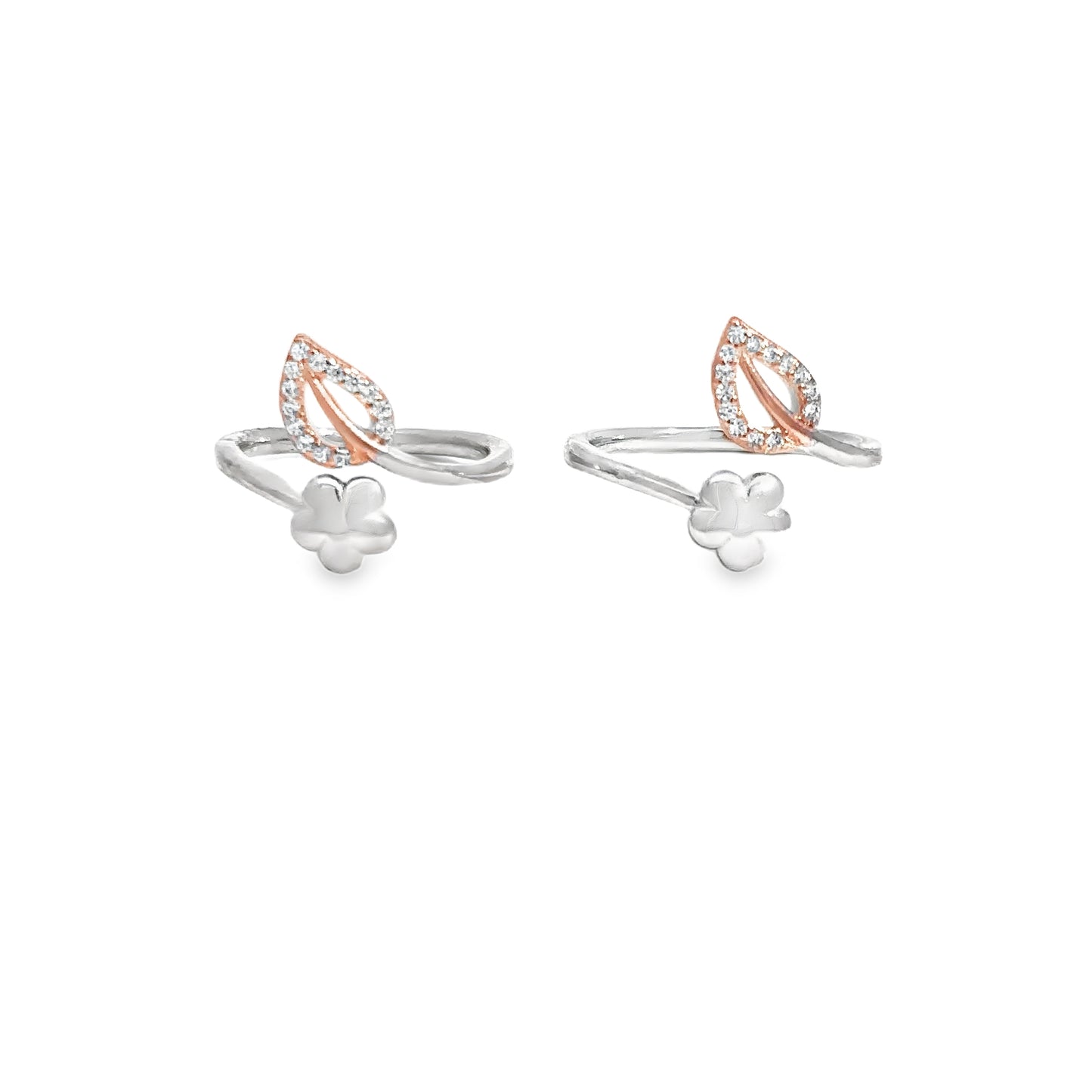Elegant Silver and Rose Gold Toe-Rings