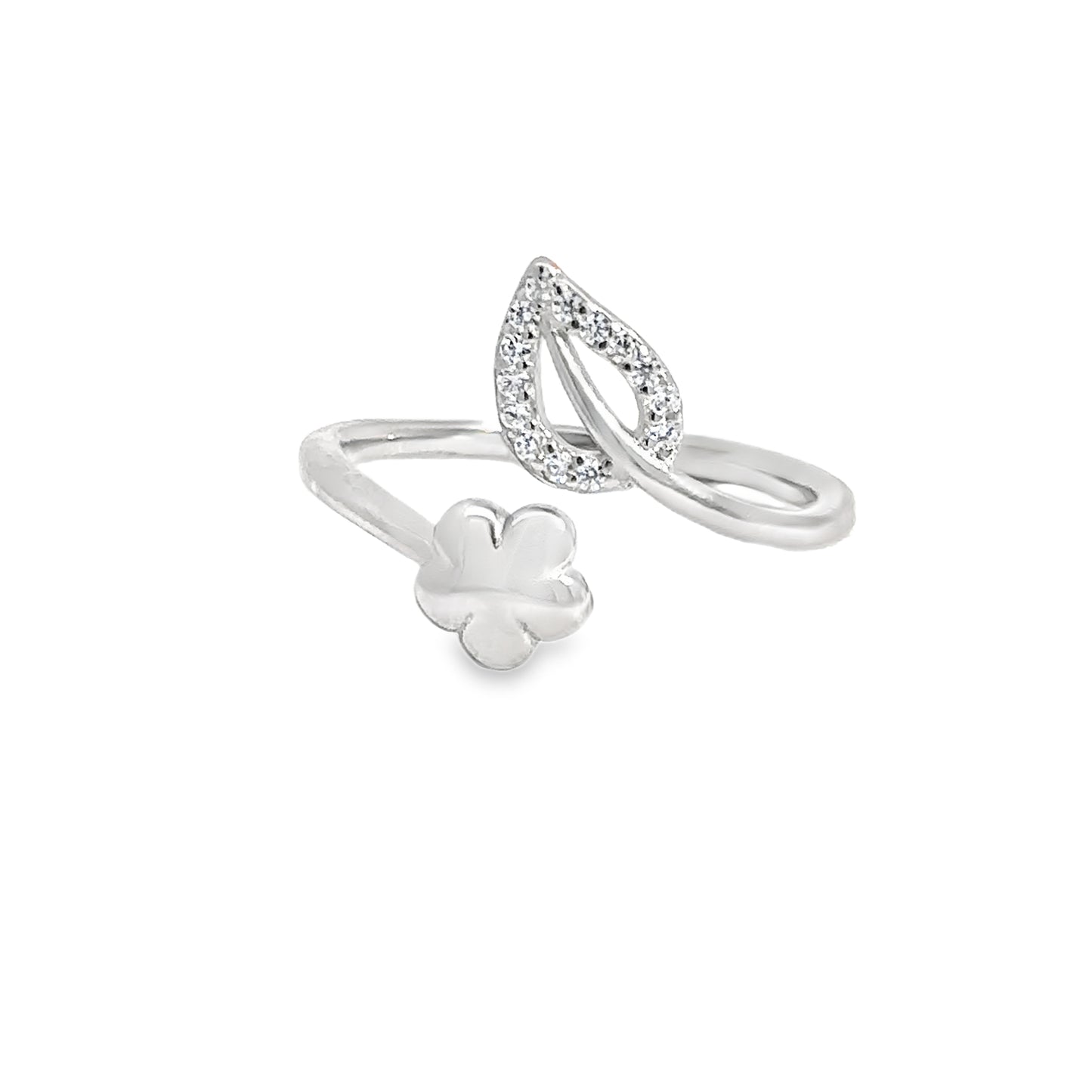 Elegant Silver Leaf and Clover Toe-Rings