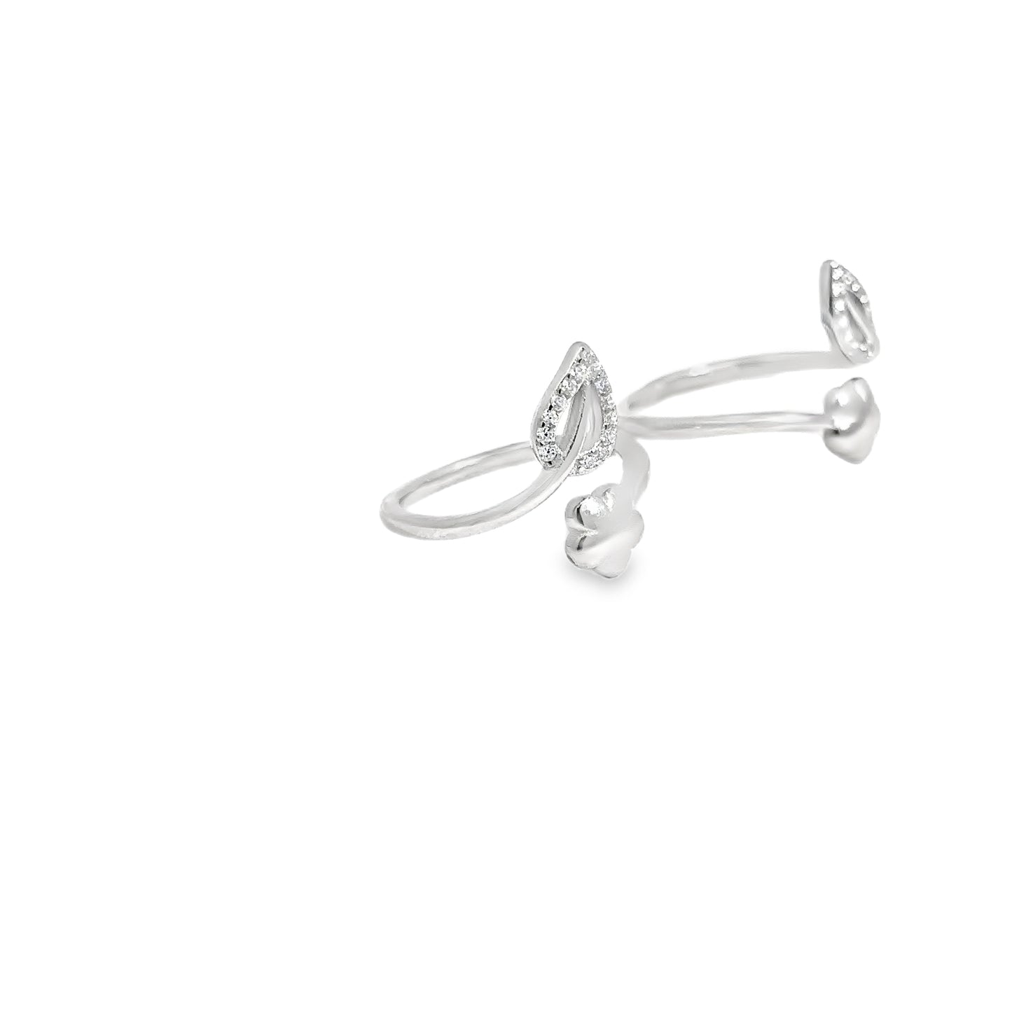 Elegant Silver Leaf and Clover Toe-Rings