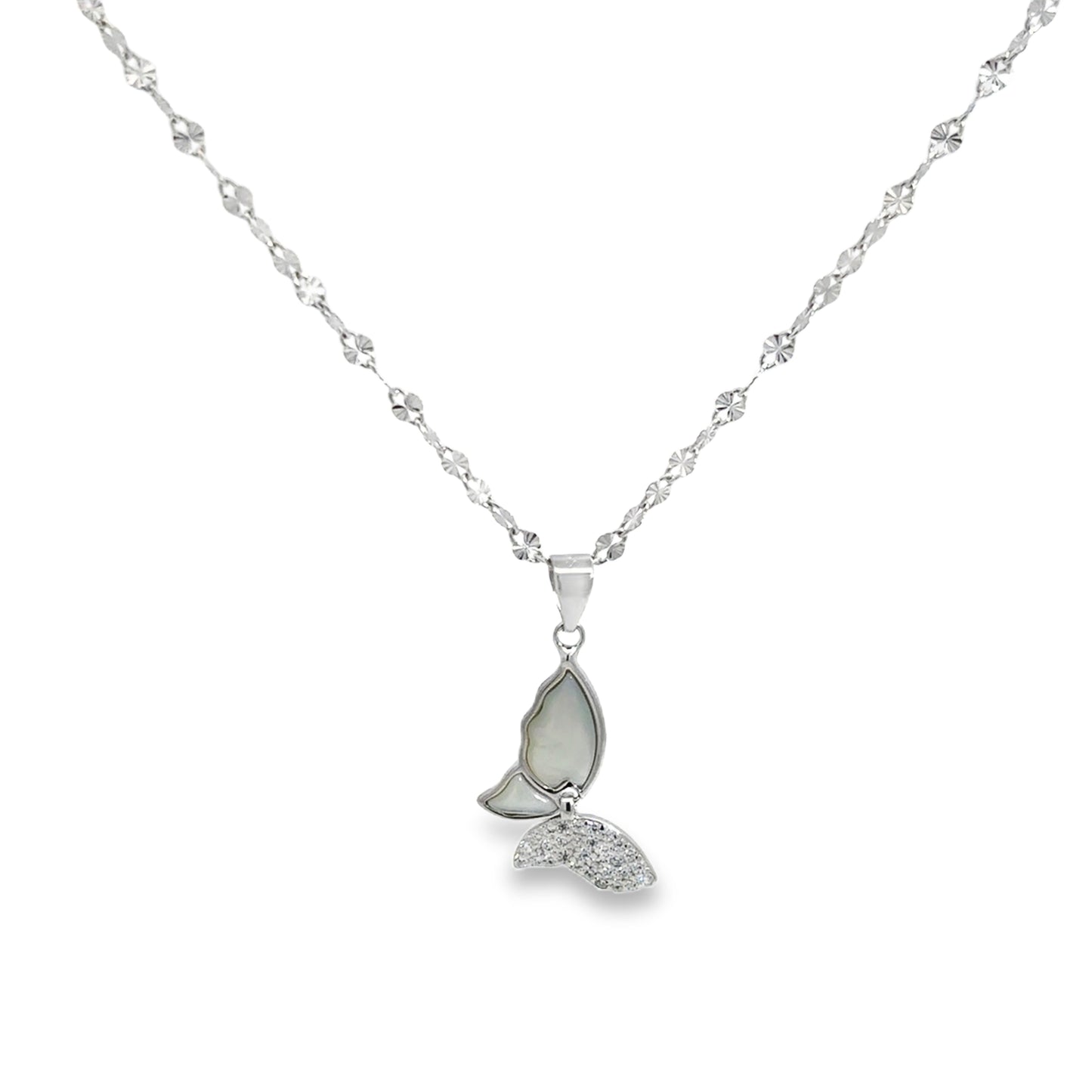Silver Butterfly Charm Necklace